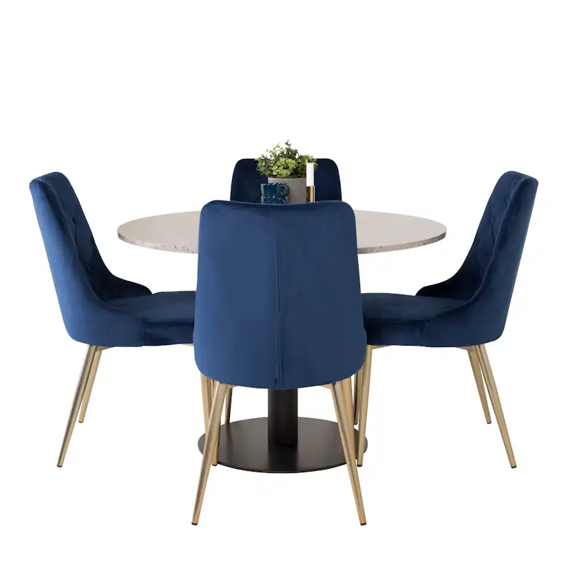 Spisegruppe Venture Home Roxanna Grå Bord med 4 Vera Stoler Fløyel