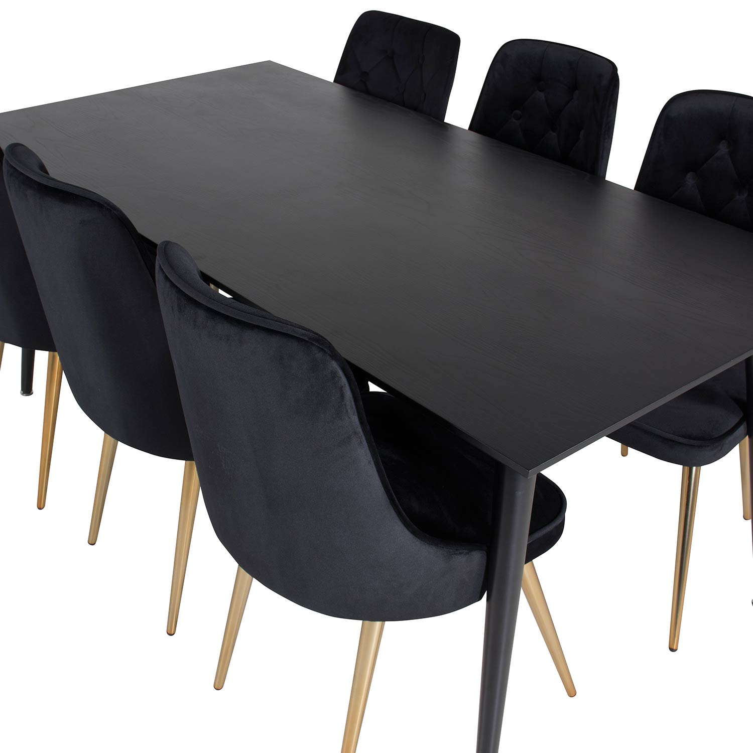 Spisegruppe Venture Home Dipp med 6 Velvet Deluxe Fløyel Stoler