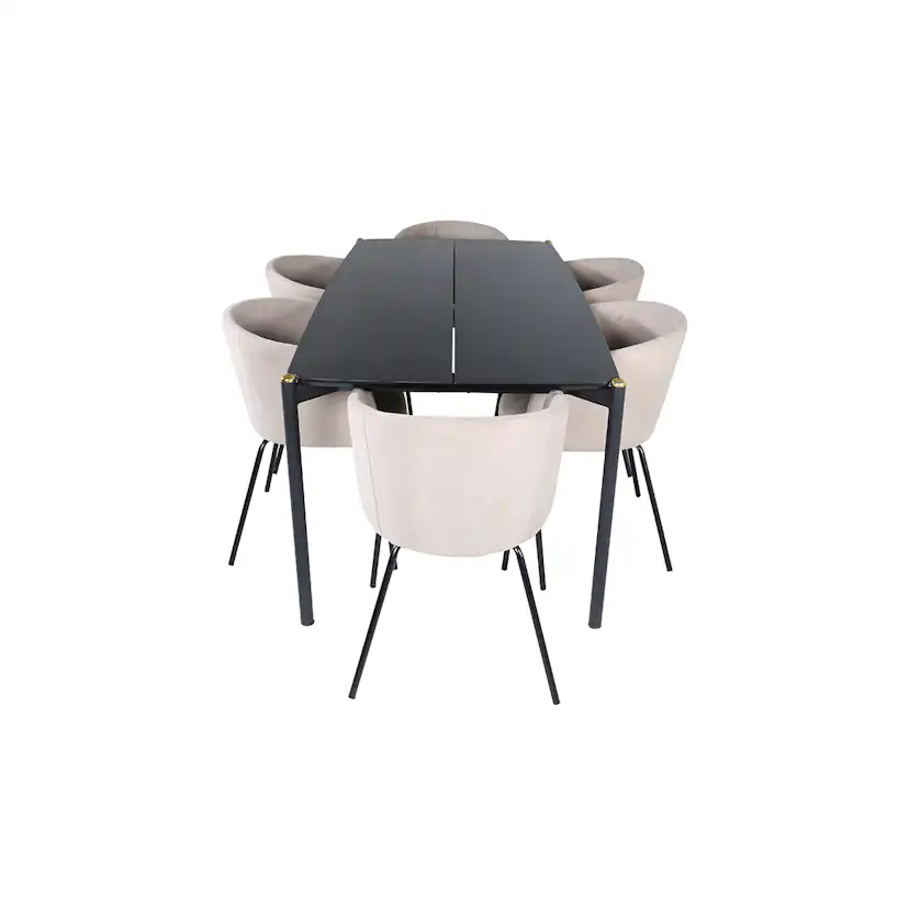 Spisegruppe Venture Home Paris med 6 Bergen Stoler Polyesterlinen