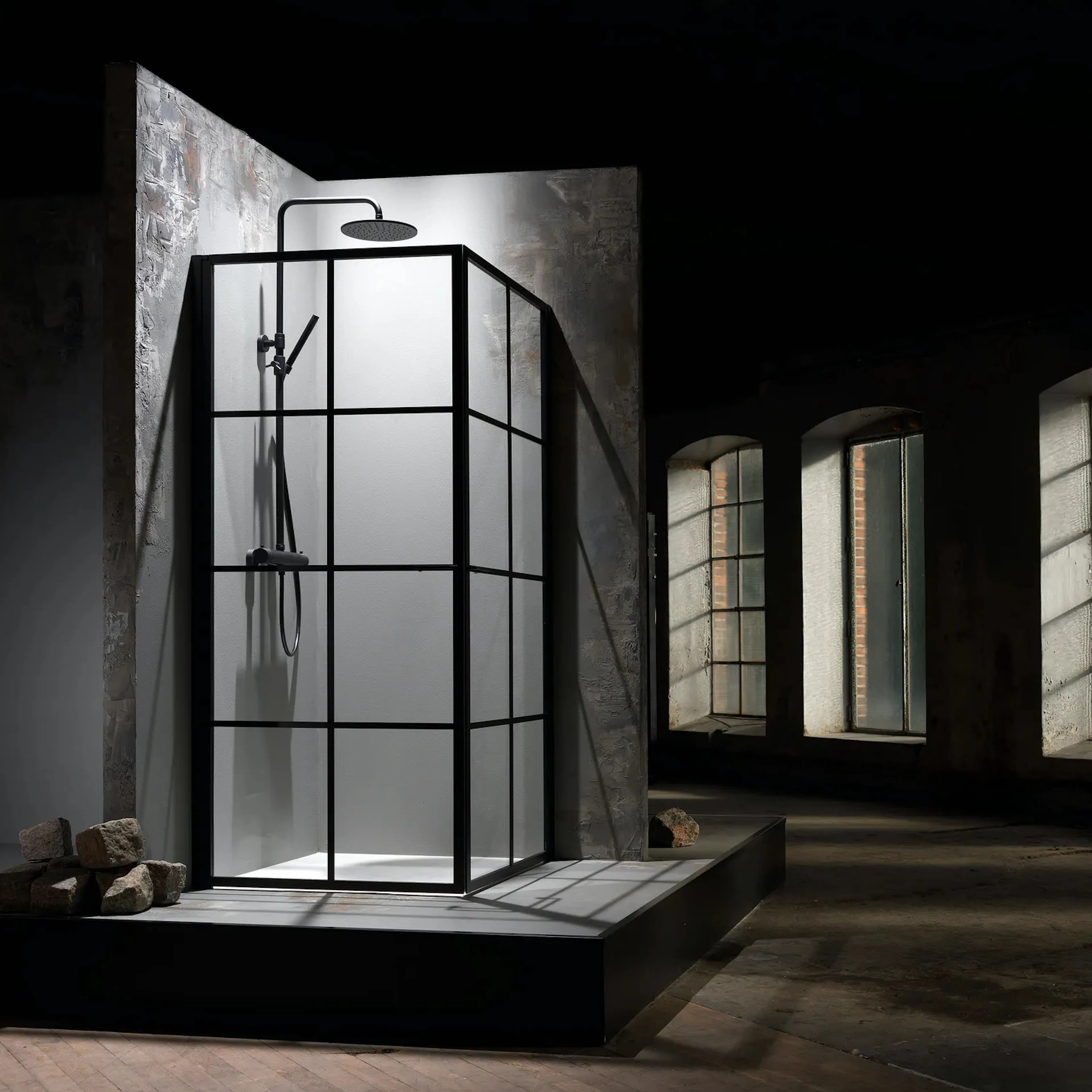 Dusjhjørne Macro Design Empire Hjørne Klart Glass Med Sprosser