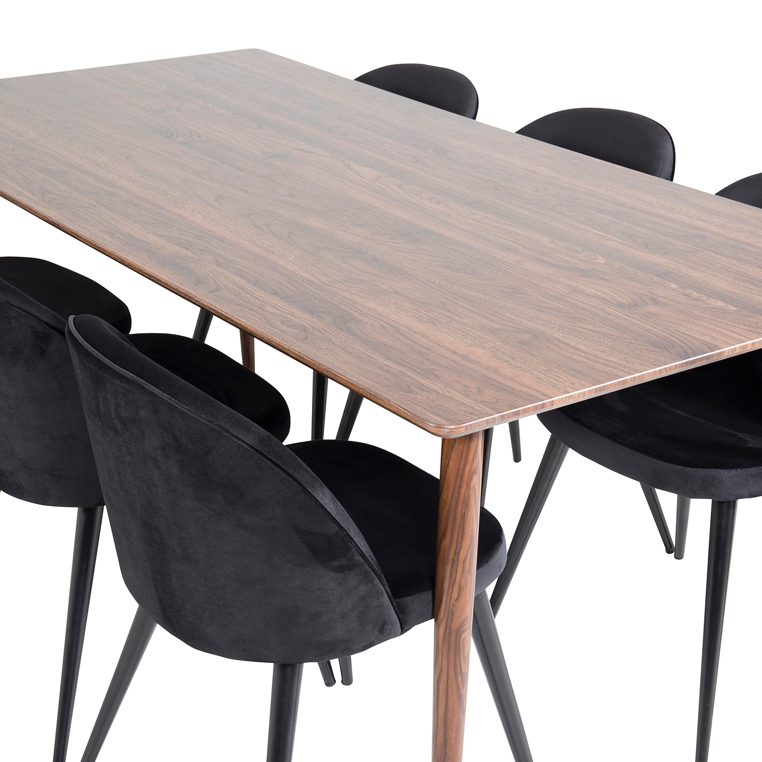 Spisegruppe Venture Home Pobbie med 6 Valentina Stoler Fløyel