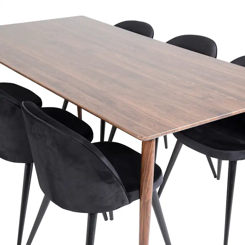 Spisegruppe Venture Home Pobbie med 6 Valentina Stoler Fløyel