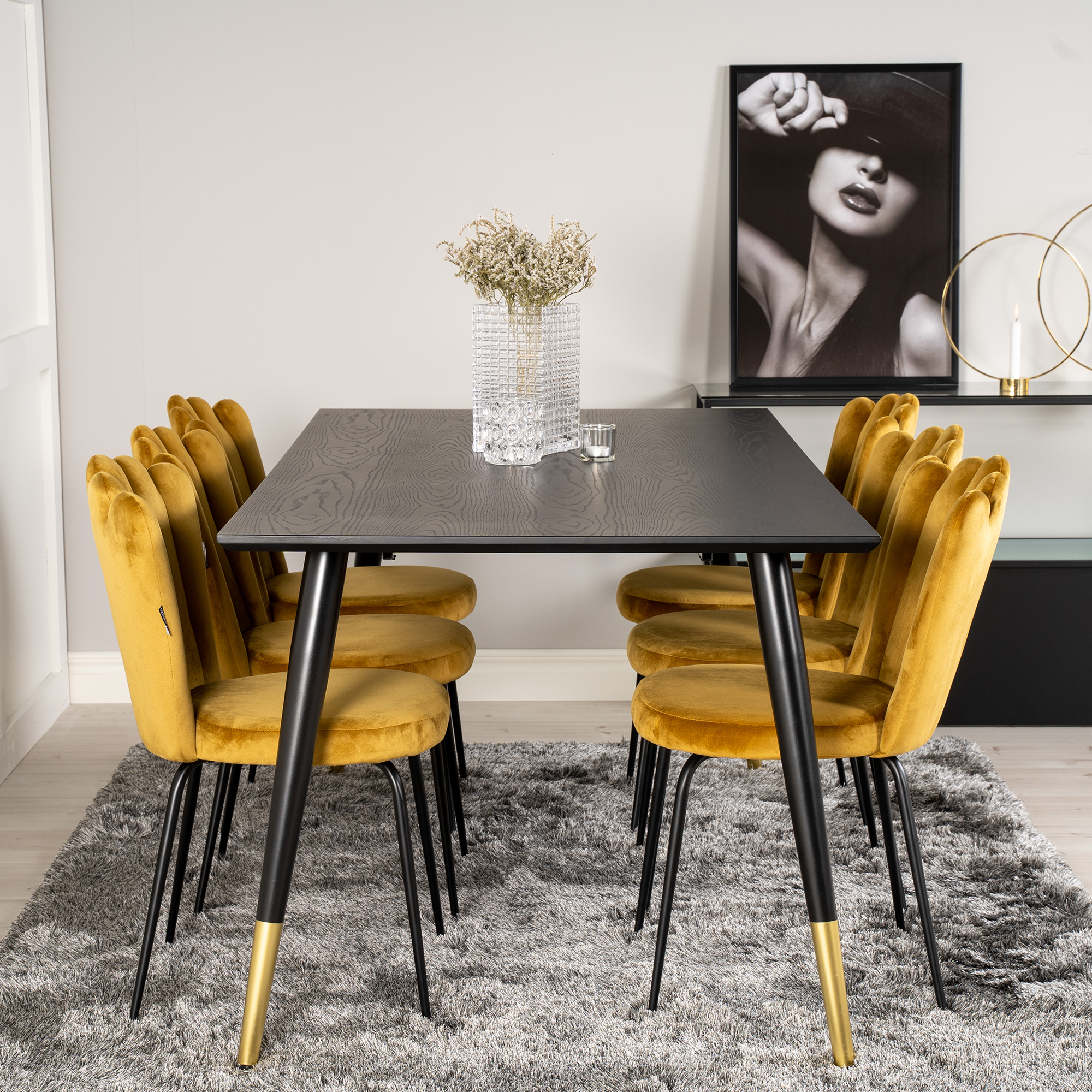 Spisegruppe furniture/fashion Disa med 6 Limhamn Light Stoler