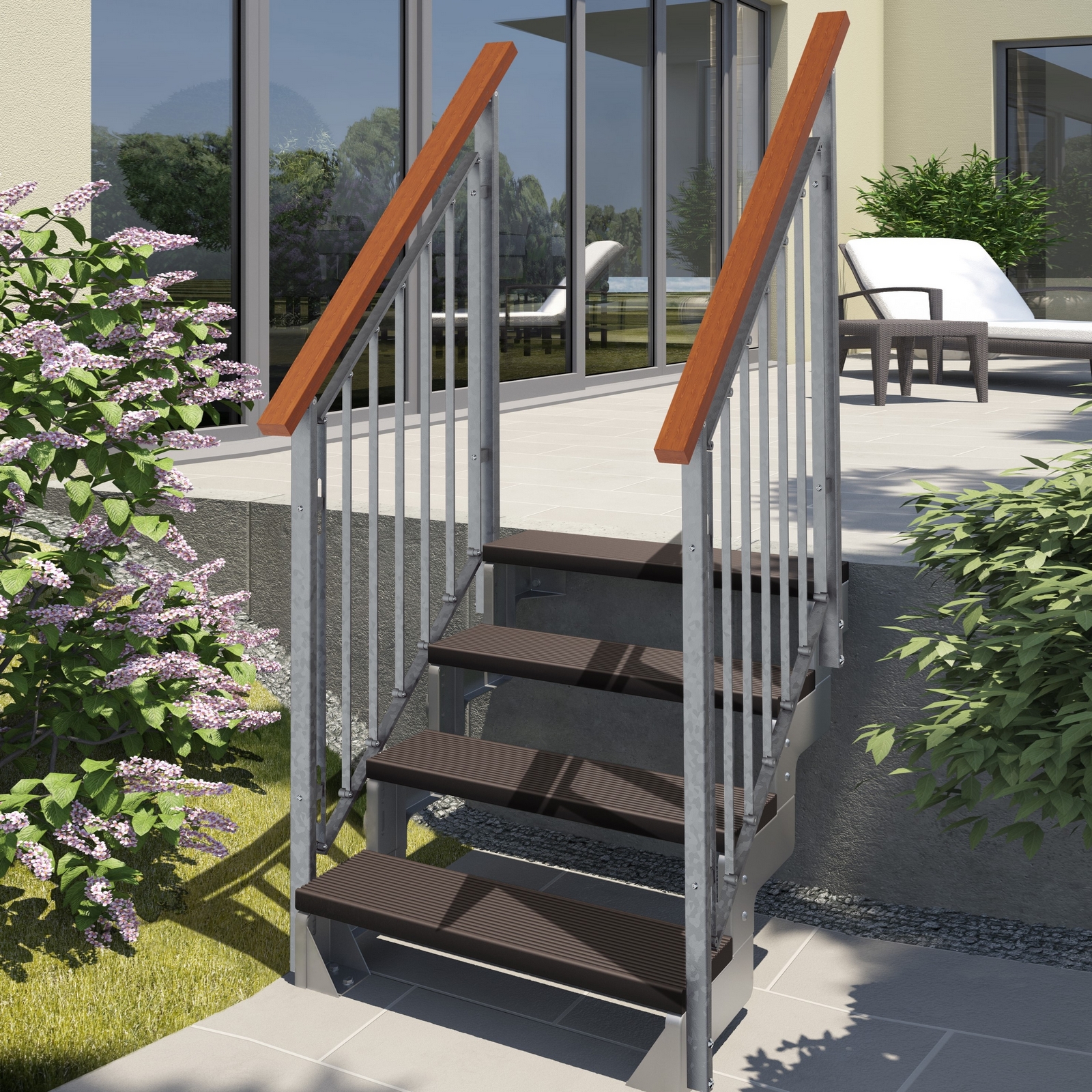Hagetrapp Dolle Gardentop Trimax med Nordic Rekkverk