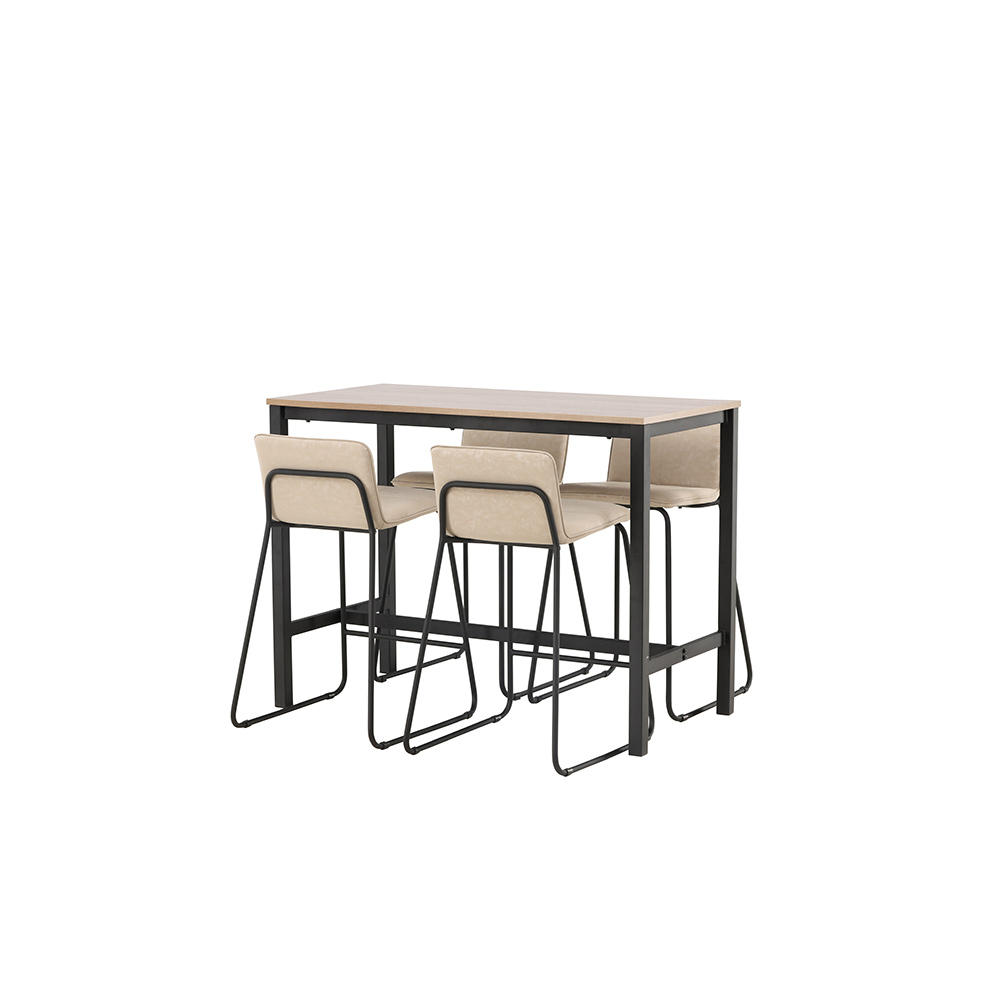 Camden Bar Table - Walnut / Walnut MDF +Bisbee Bar Chair - B Valnøtt/Beige