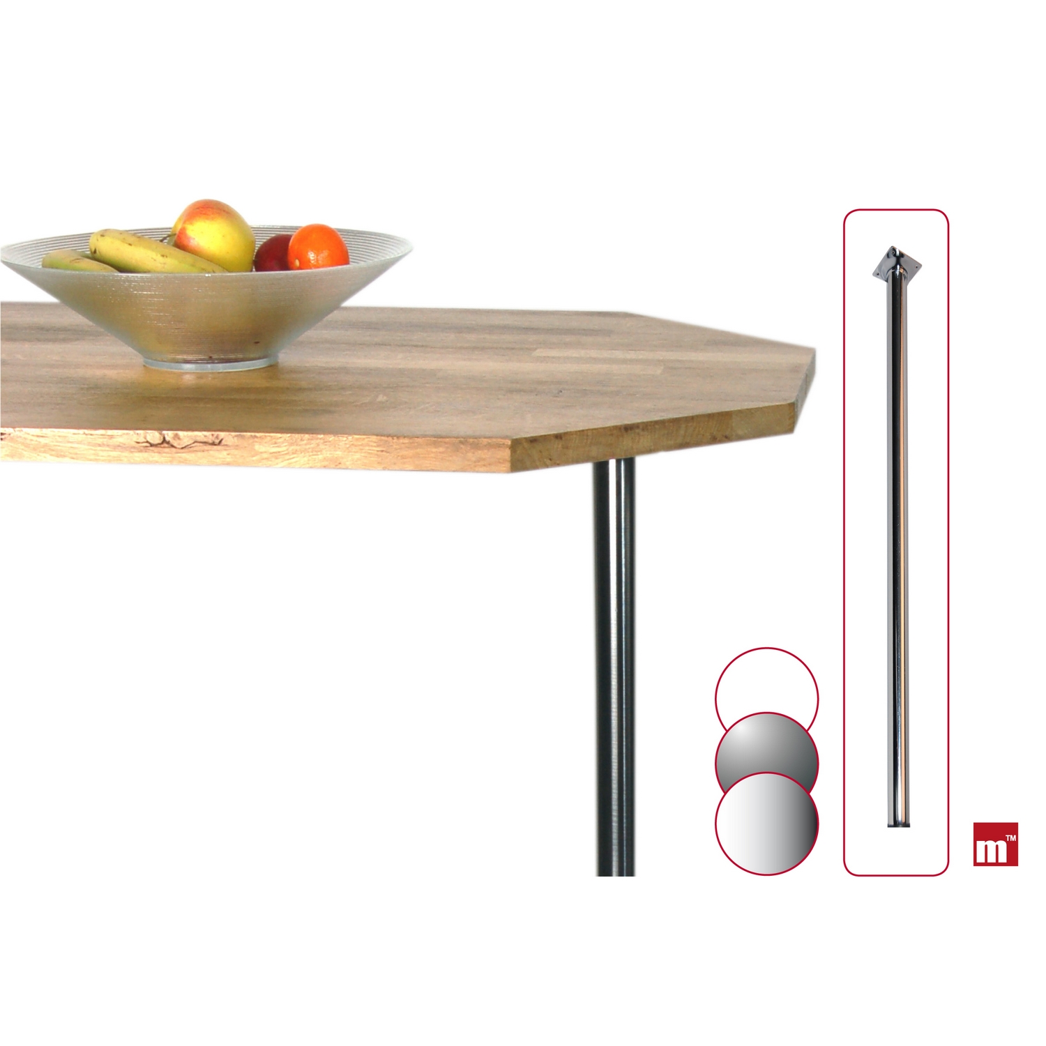 Bordbein 10 cm - dia. 30 mm - krom Krom, H: 100 mm