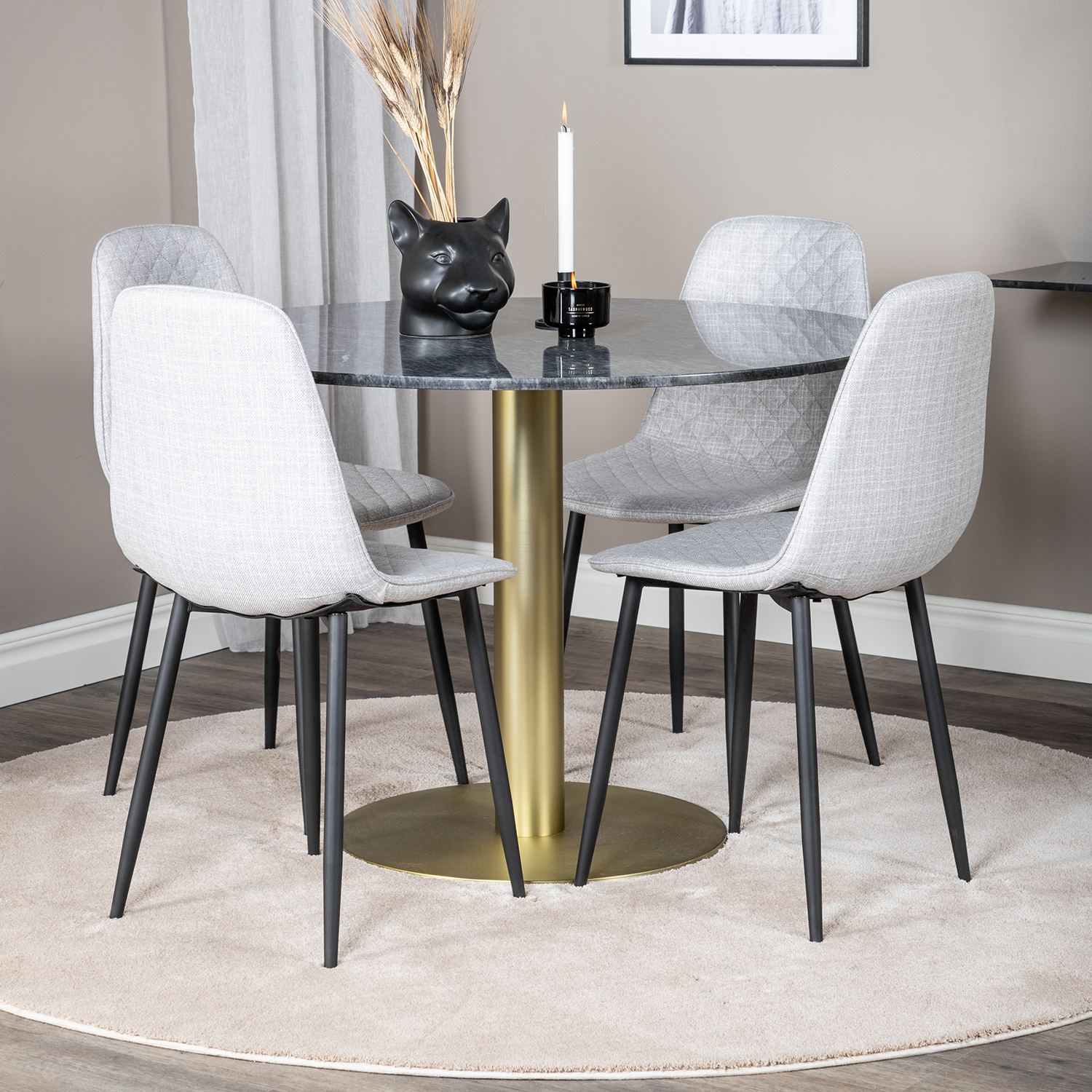 Spisegruppe Venture Home Estelle med 4 Phoi Stoler Polyester
