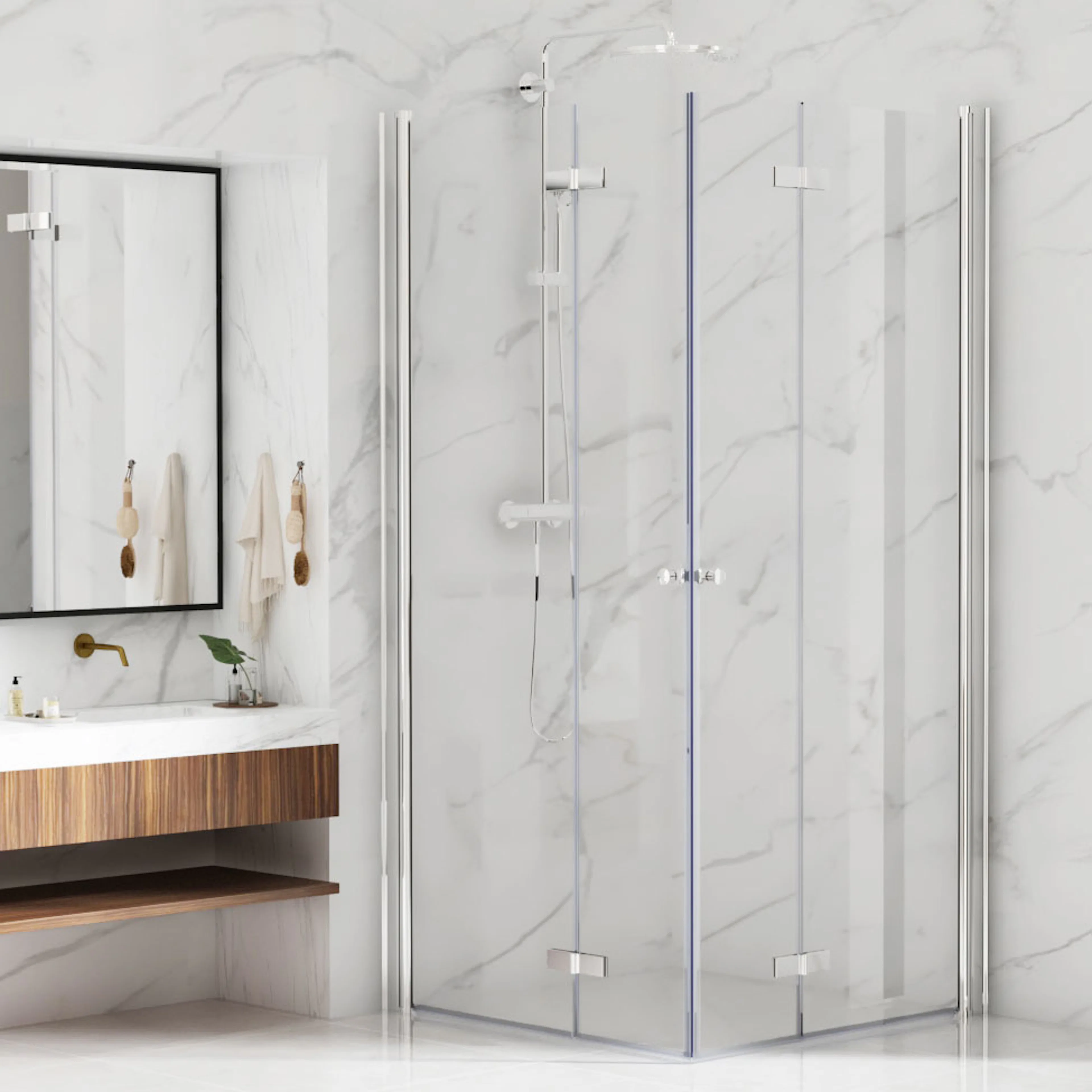 DUSJHJØRNE BATHLIFE FOLDENISJE RETT 900X900 900x900 mm