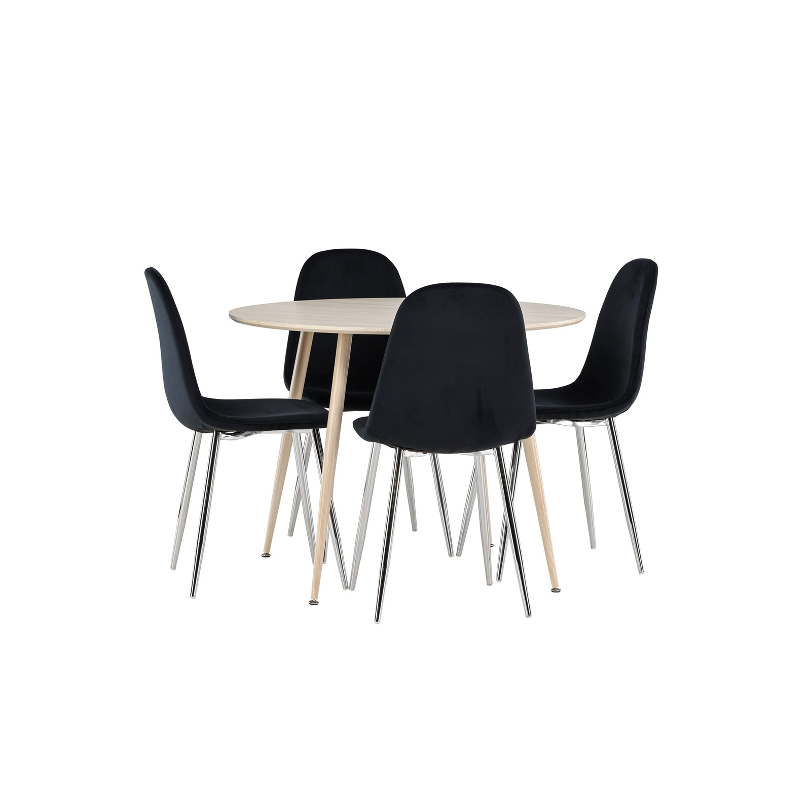 Spisegruppe Venture Home Plaza Ø100 med 4 stk Polar Stoler Fløyel