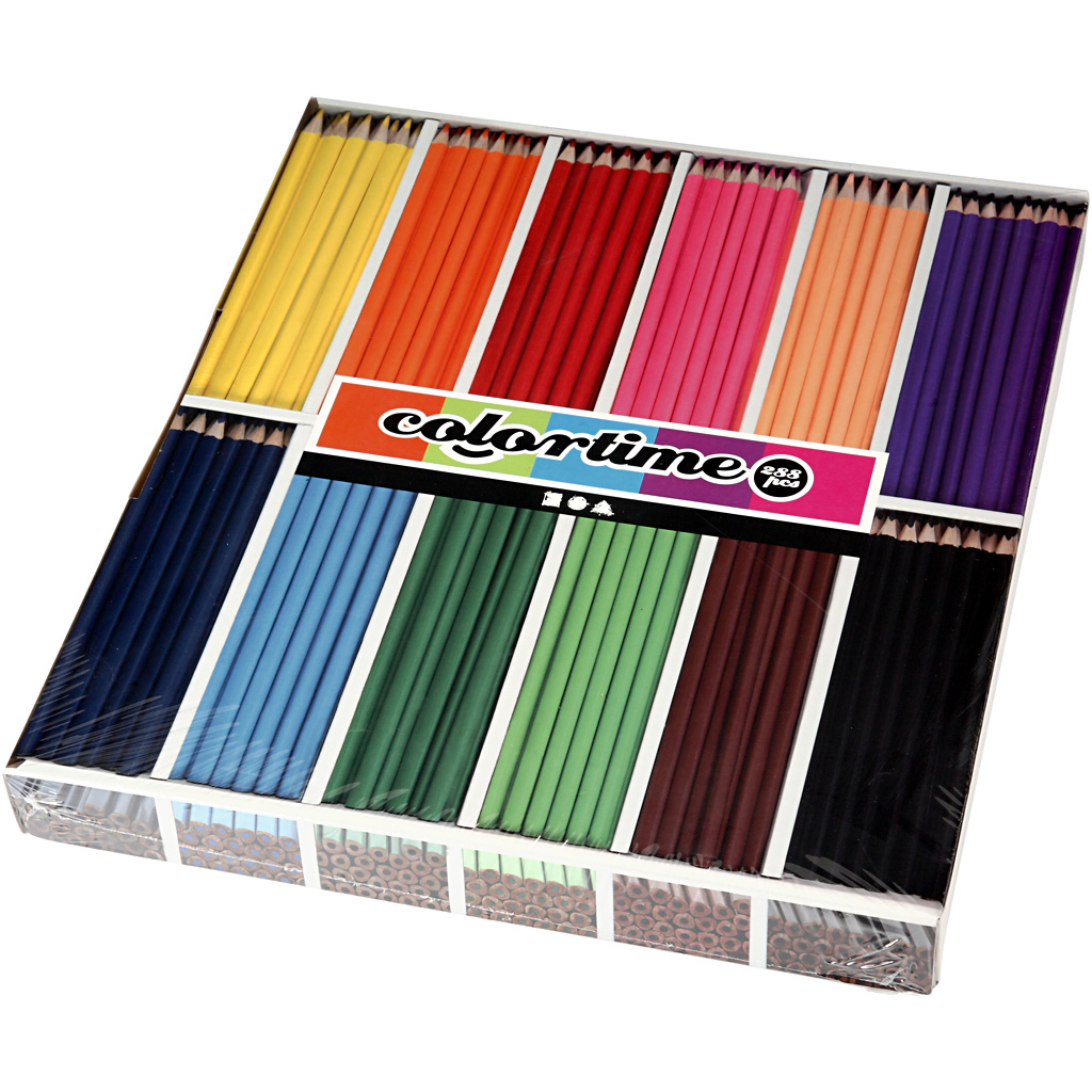 Colortime färgblyerts, mixade färger, L: 17,45 cm, kärna 3 m 288 st
