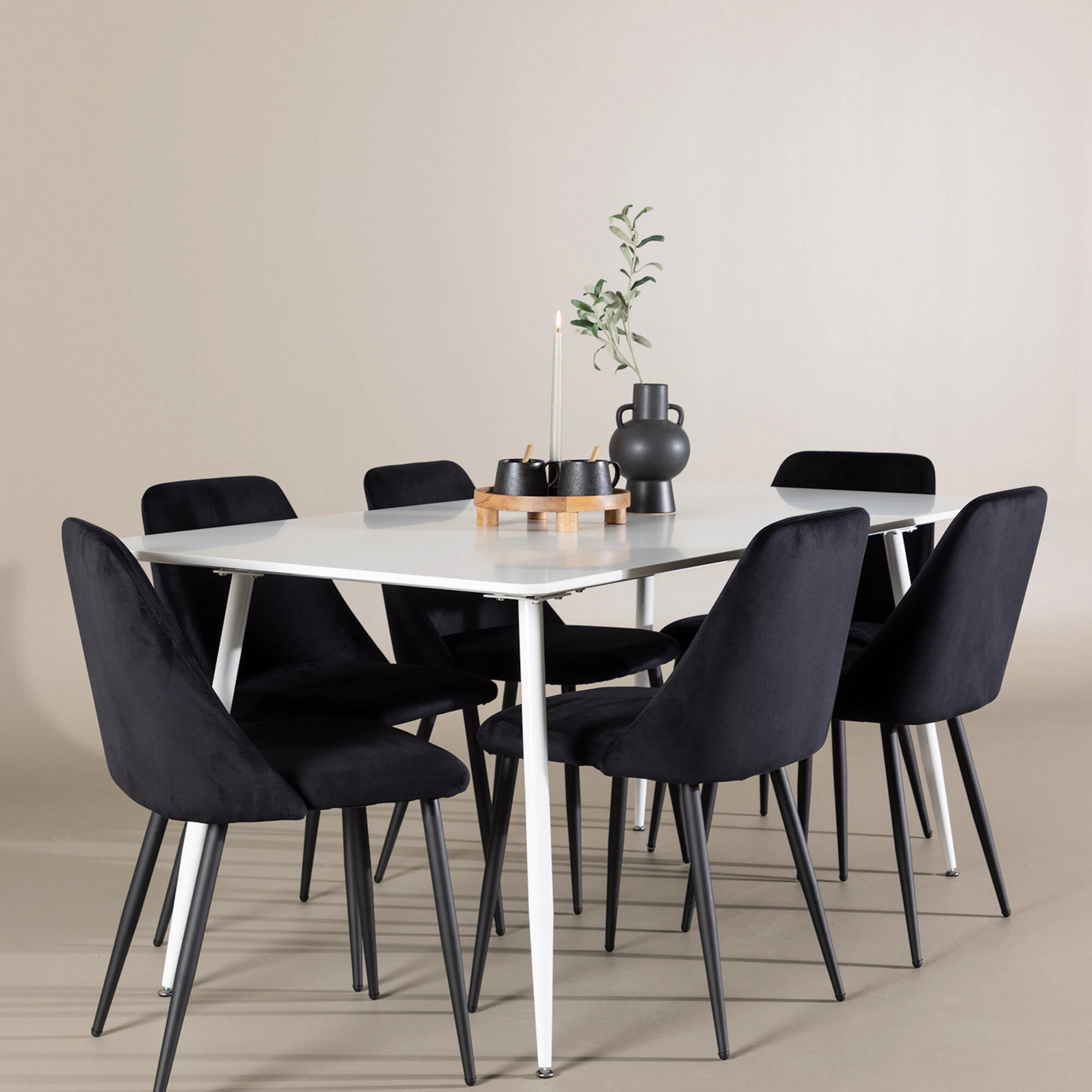 Spisegruppe Venture Home Silar 180 med 6 stk Night Stoler Hvit/Sort