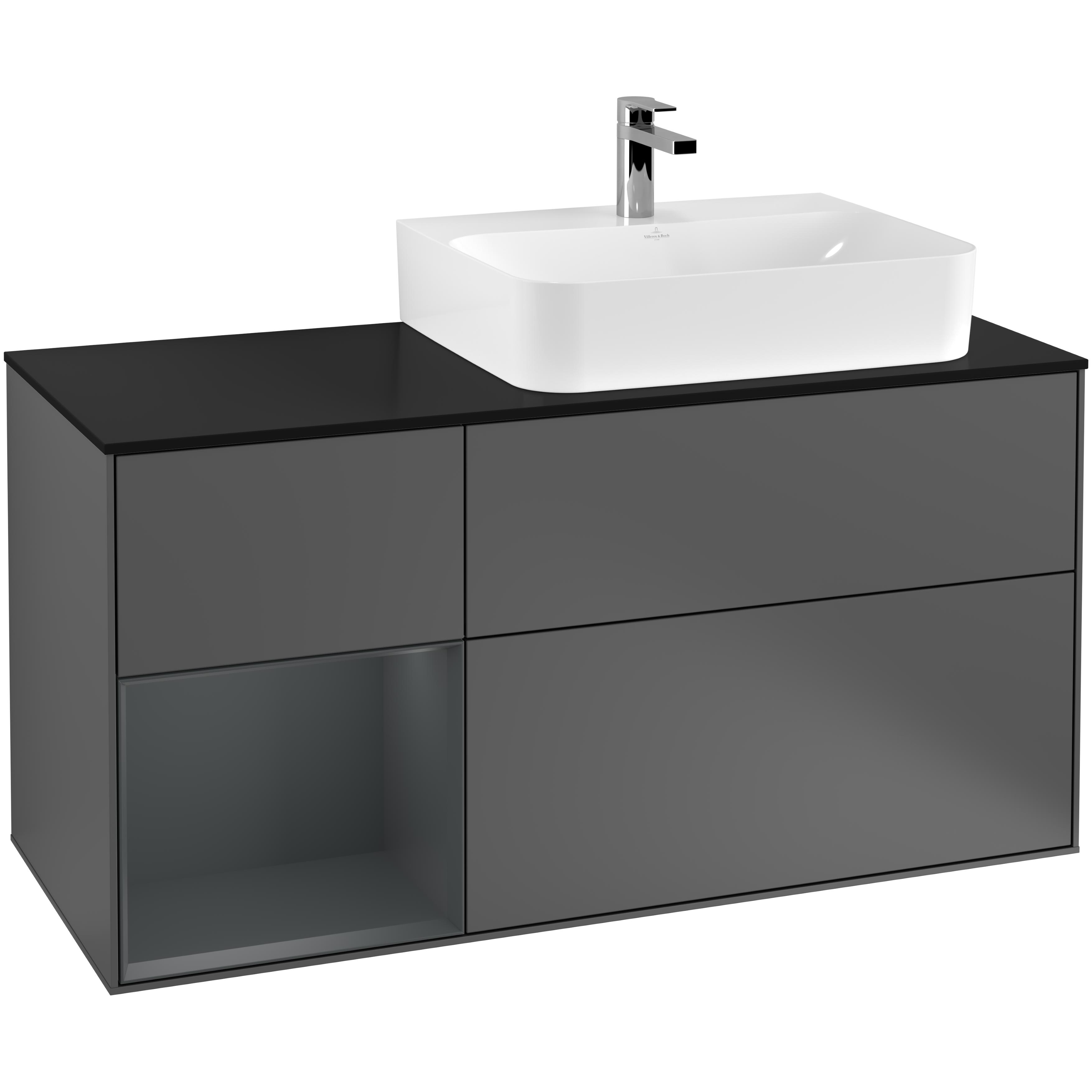 Tvättställsskåp Villeroy & Boch Finion med 3 Lådor Hylla och Bänkskiva för Ocentrerat Tvättställ