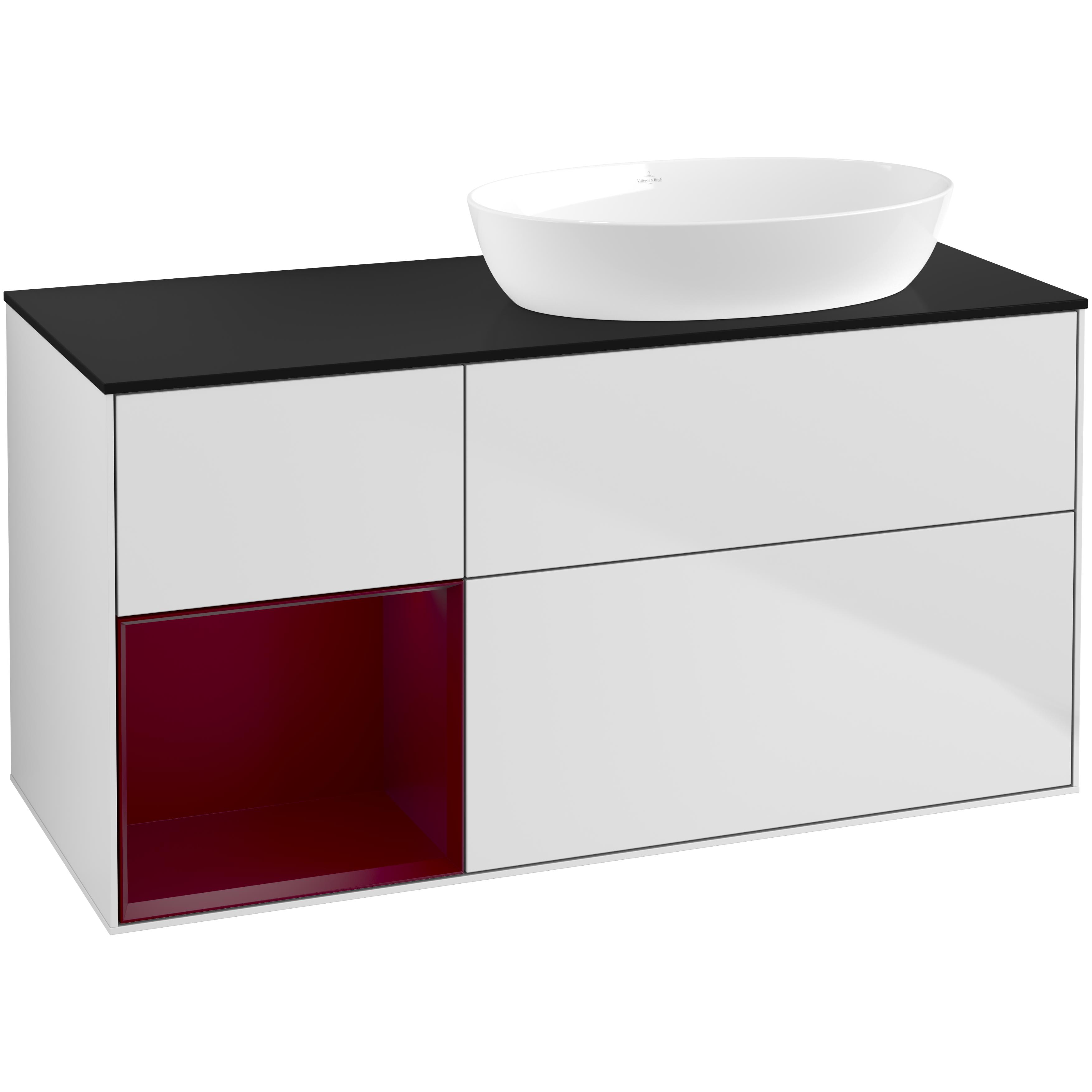 Tvättställsskåp Villeroy & Boch Finion med 3 Lådor Hylla och Bänkskiva för Ocentrerat Tvättställ från Artis & Collaro