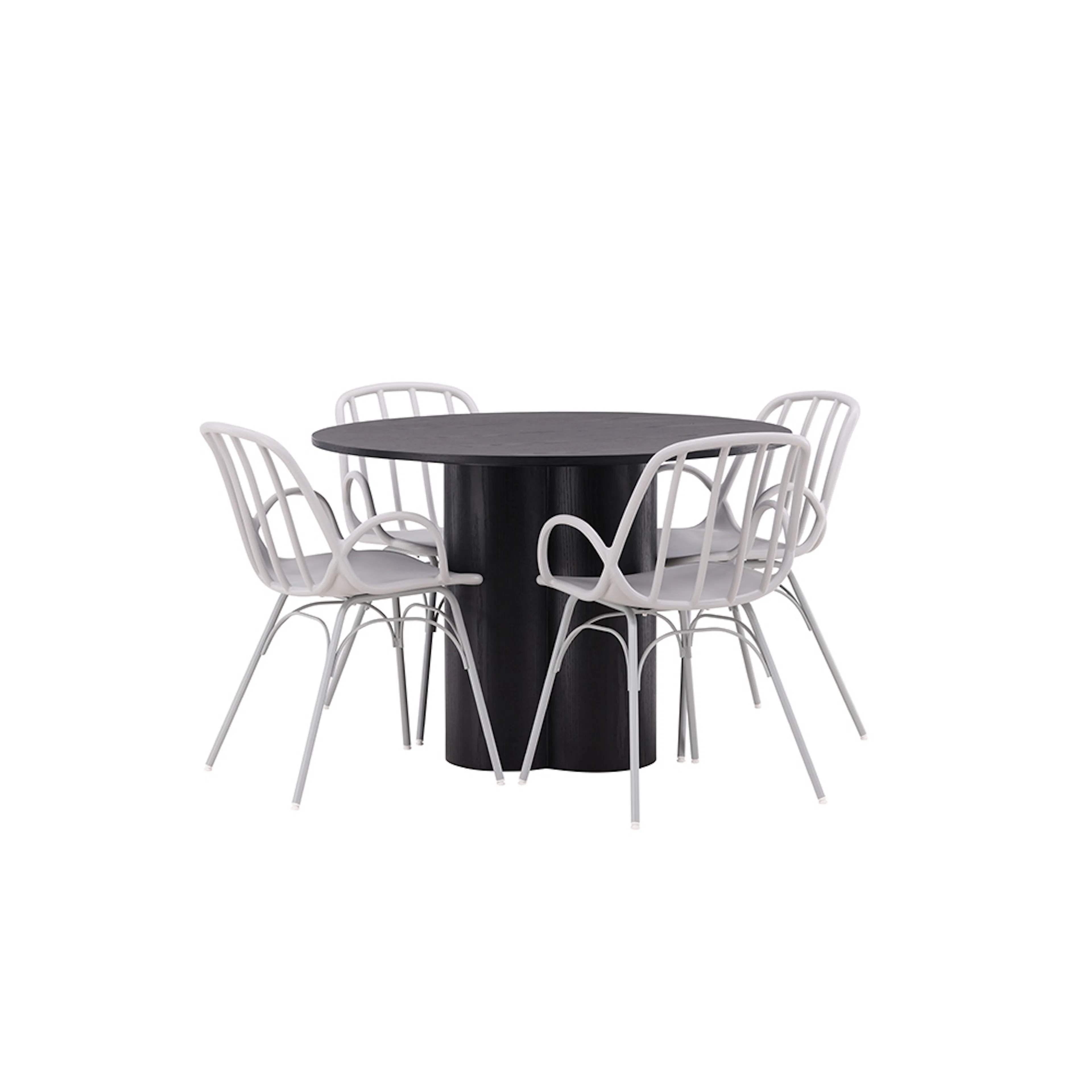 OliviaDiningTable-Black/BlackVeneer+DyrönDiningChair-GreigeP Sort/Greige