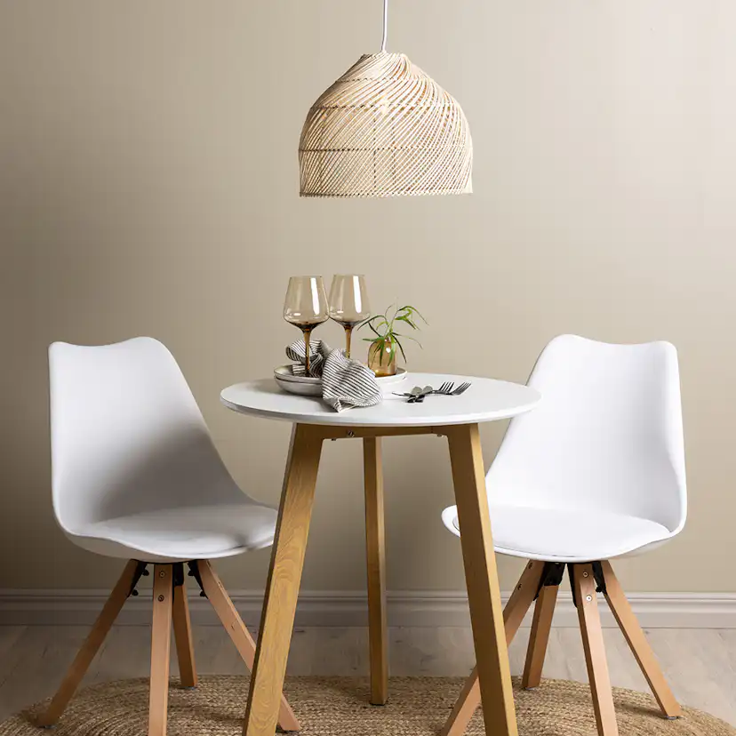 Matgrupp Venture Home Leonora Ø65 cm med 2 st Zeno stolar Hvit