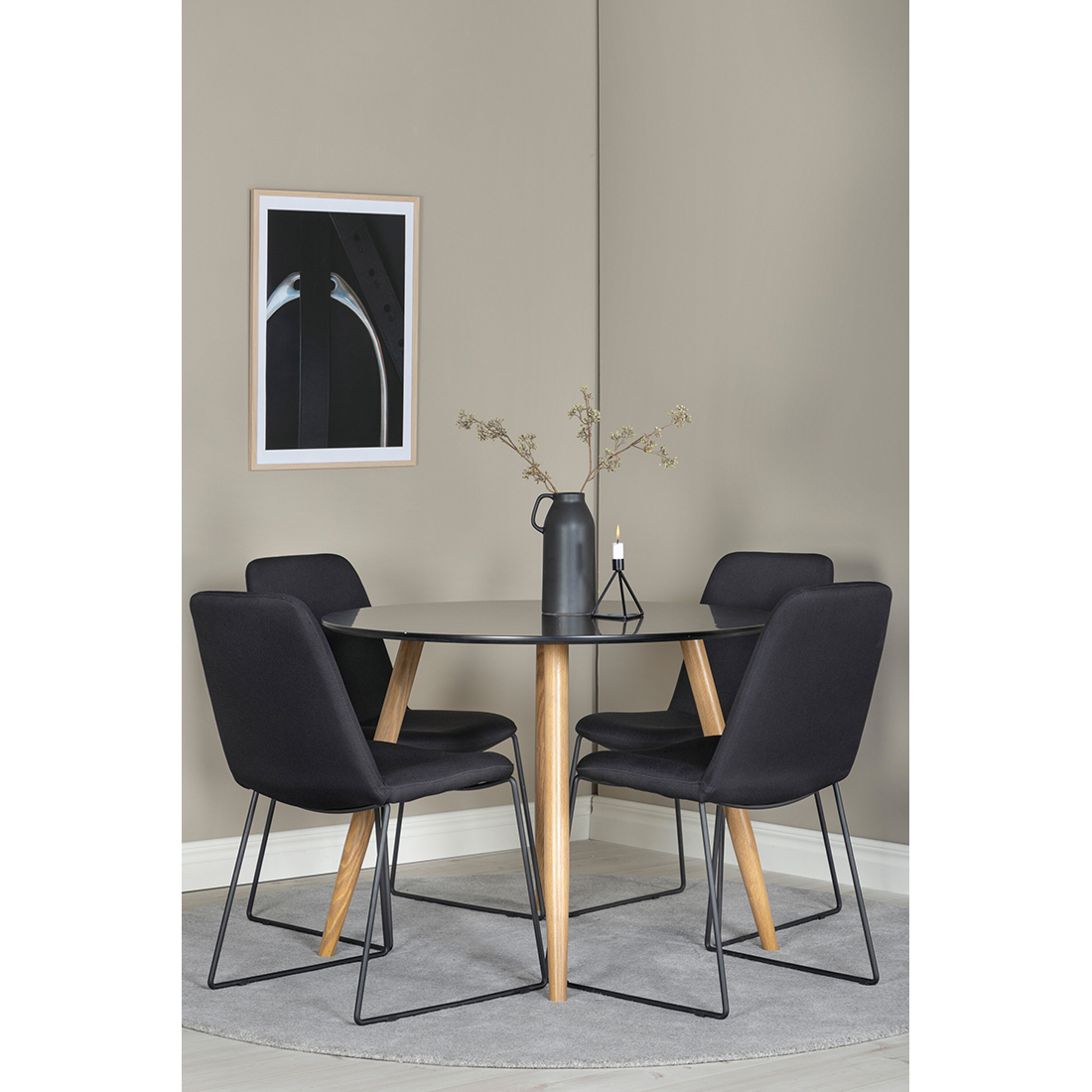 Spisegruppe Venture Home Plaza Ø100 cm med 4st Muce Spisestoler