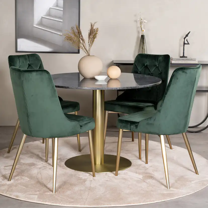 Spisegruppe Venture Home Estelle med 4 Vera Stoler Fløyel