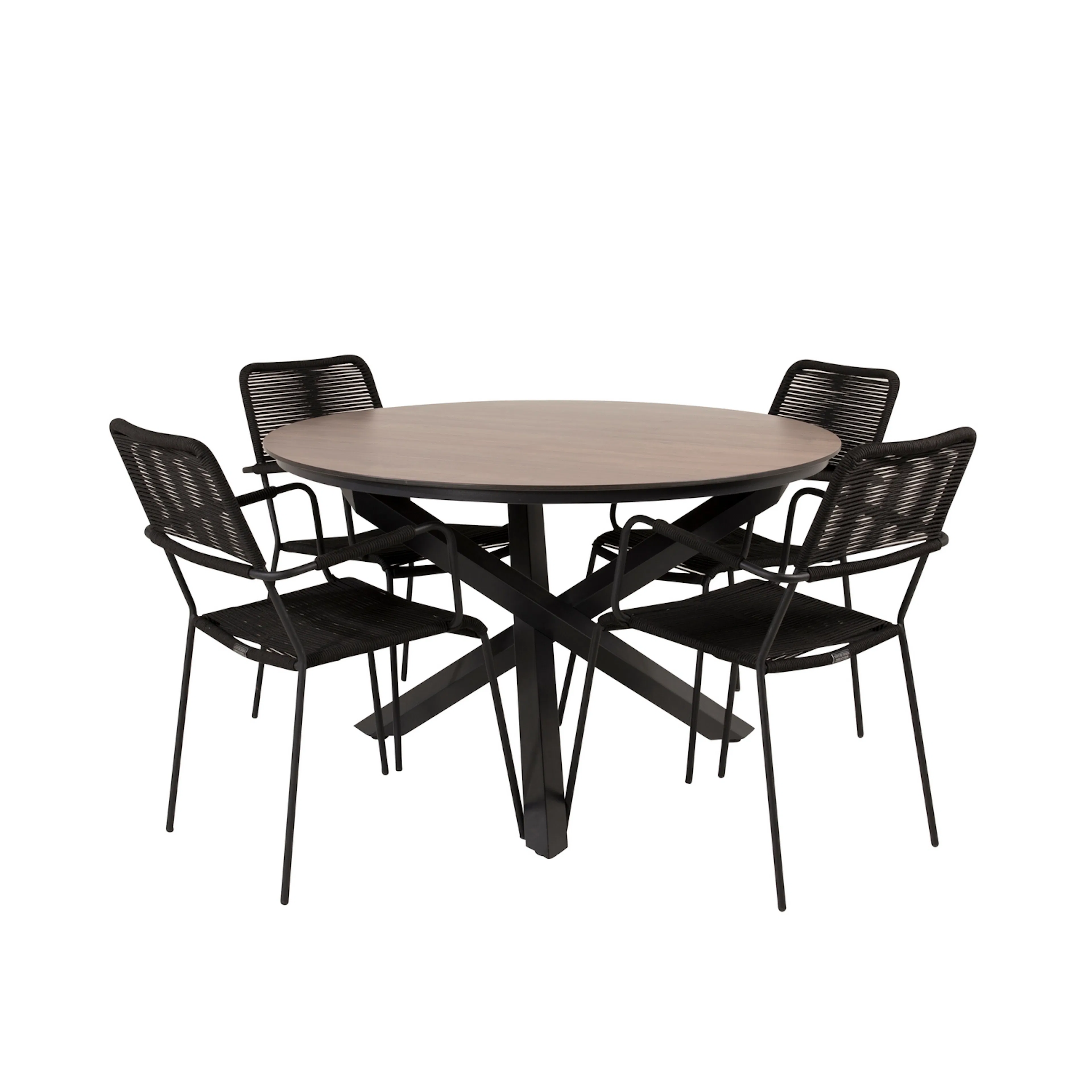 Spisegruppe Venture Home Lea Ø120 med 4 Leon Lenestoler