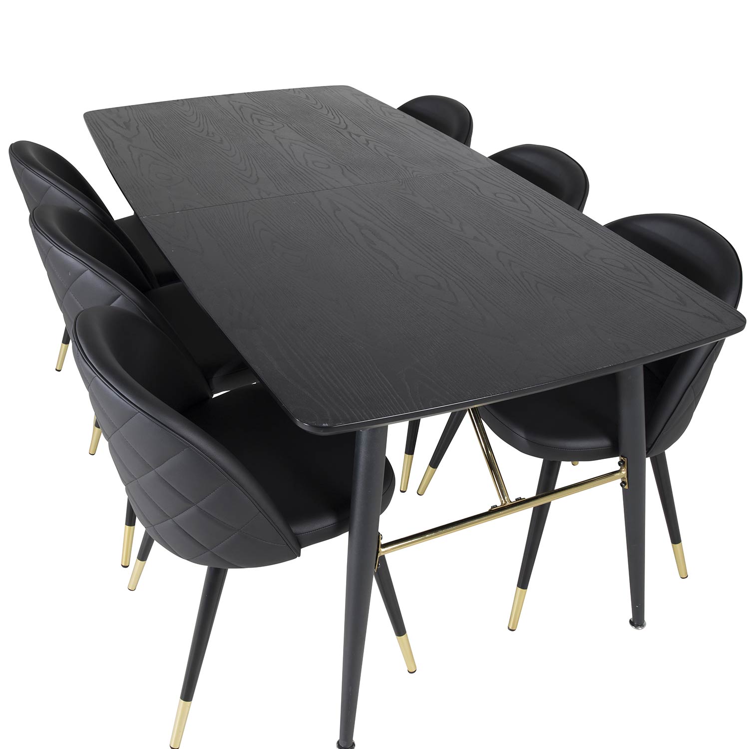 Spisegruppe Venture Home Gold med 6 Velvet Stoler