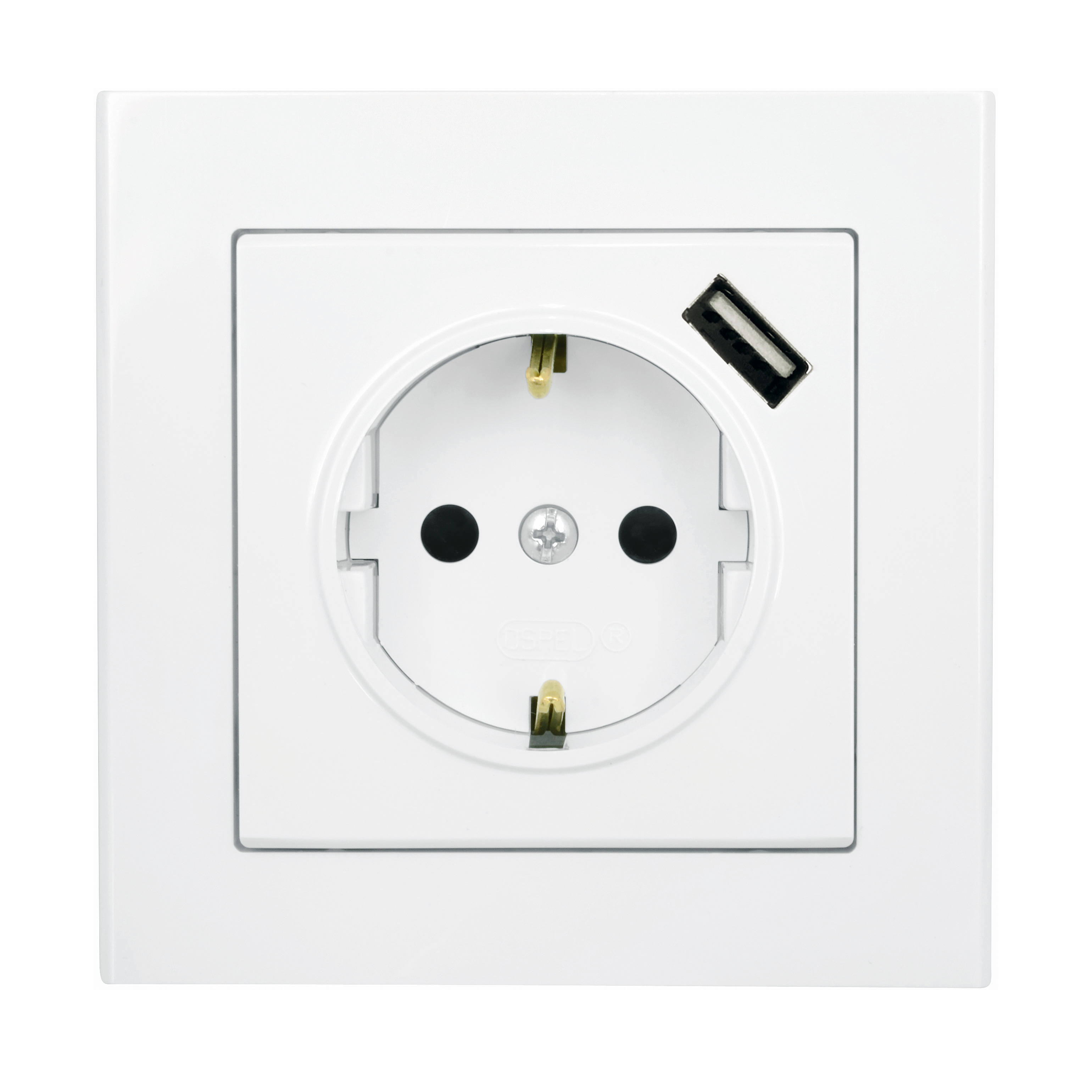 Stikkontakt Malmbergs Optima 1-veis + 1xUSB Skrutilkobling