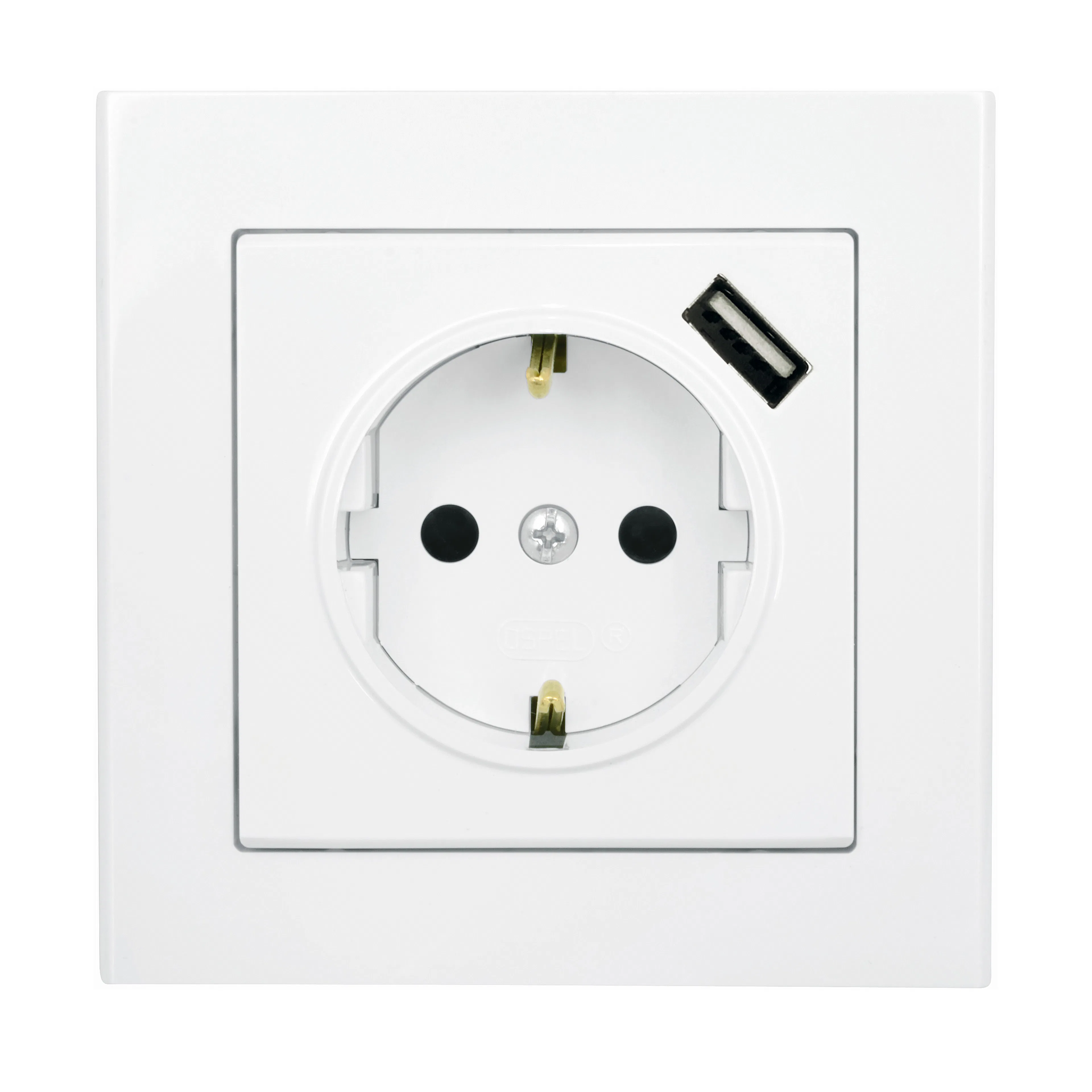 Stikkontakt Malmbergs Optima 1-veis + 1xUSB Skrutilkobling