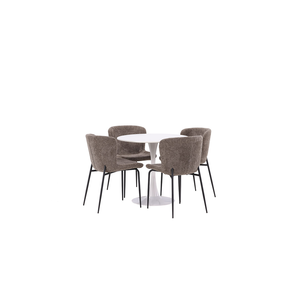 Spisegruppe Venture Home Hamden Ø80 cm med 4 Modesto Stoler
