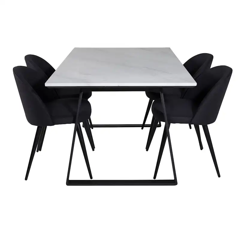 Estelle Table White/Black+Velvet Chiar- Black Fabric_4 Hvit/Sort