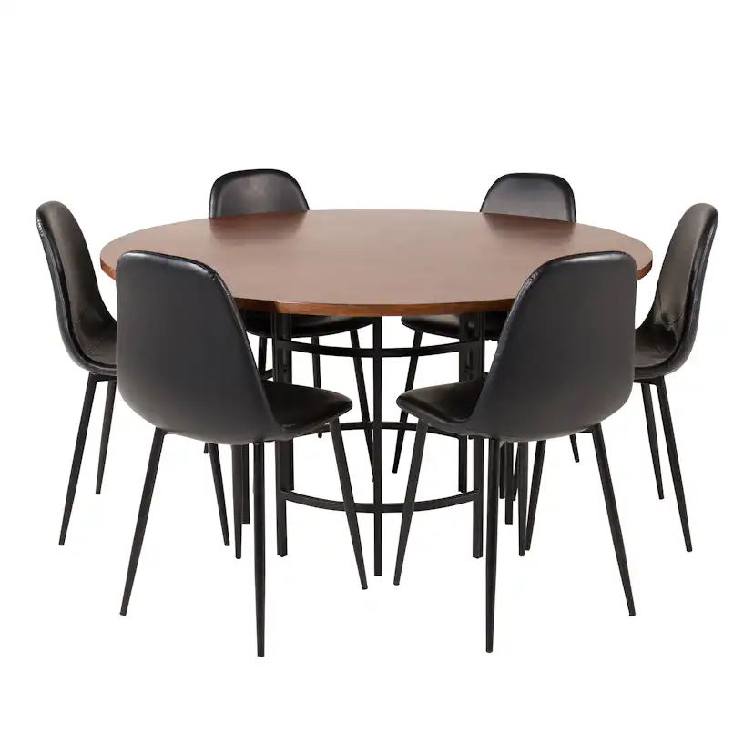 Spisegruppe furniture/fashion Copenhagen med 6 Pobbie Kunstlær Stoler