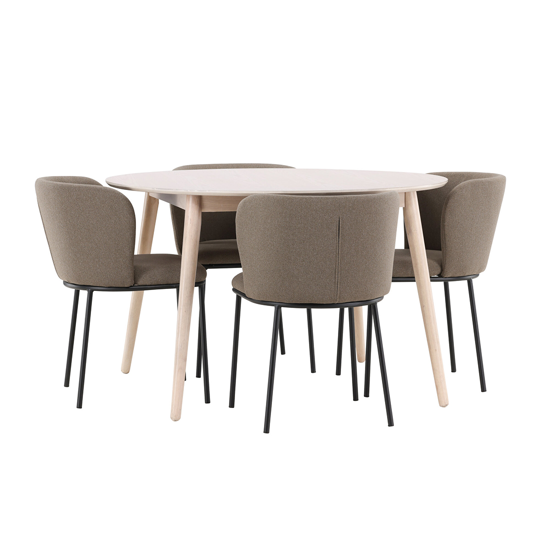 Spisegruppe Venture Home Flora Ø120 cm med 4st Edina Spisestoler