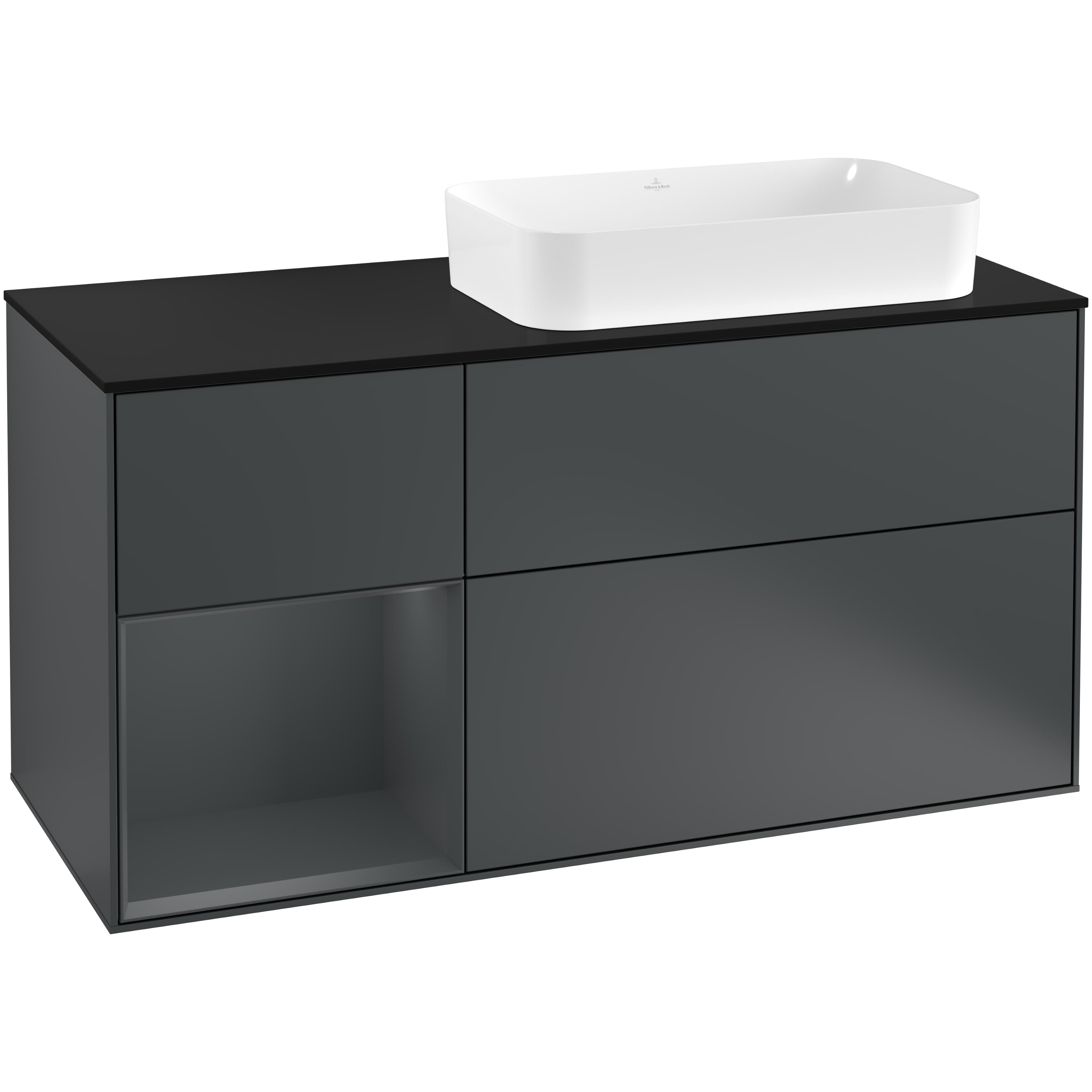 Tvättställsskåp Villeroy & Boch Finion med 3 Lådor Hylla och Bänkskiva för Ocentrerat Fristående Tvättställ