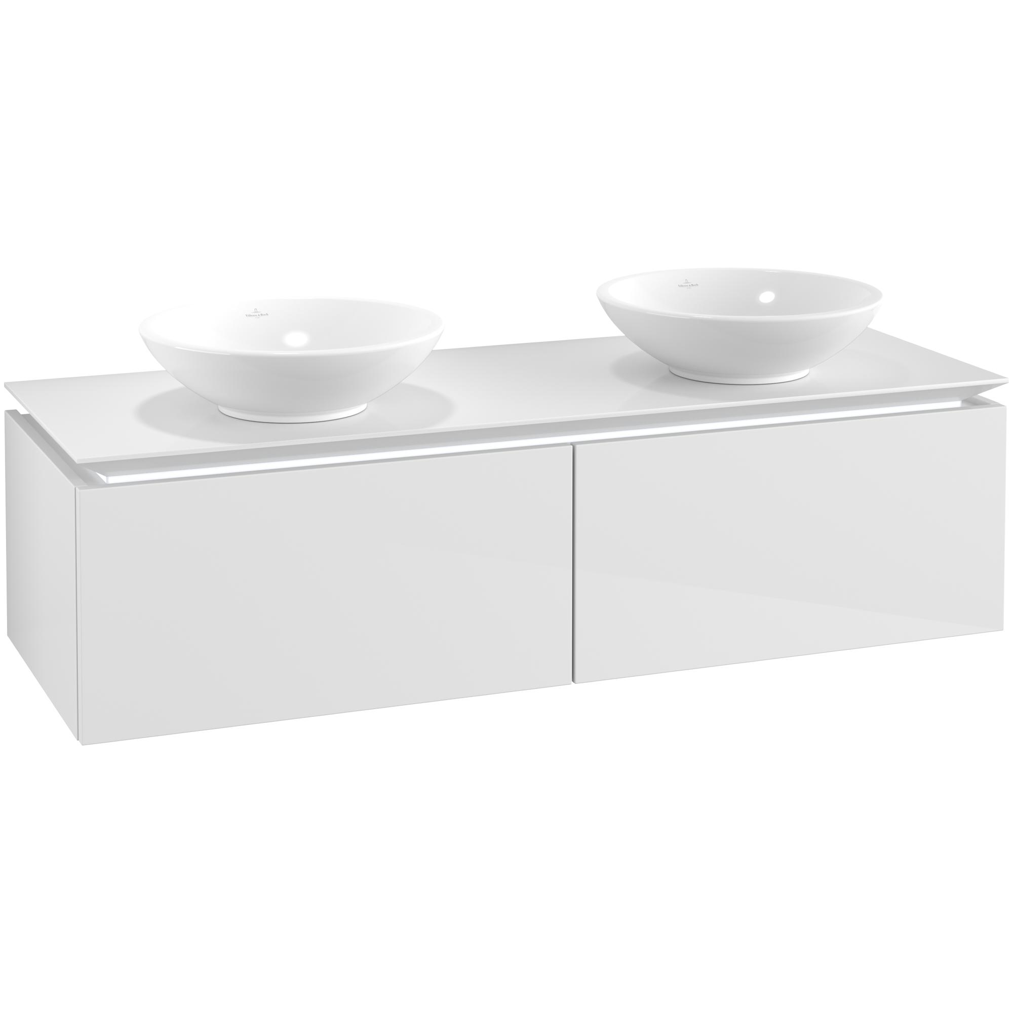 Tvättställsskåp Villeroy & Boch Legato Kompakt 1400 med 2 Lådor för Två Ytmonterade Tvättställ