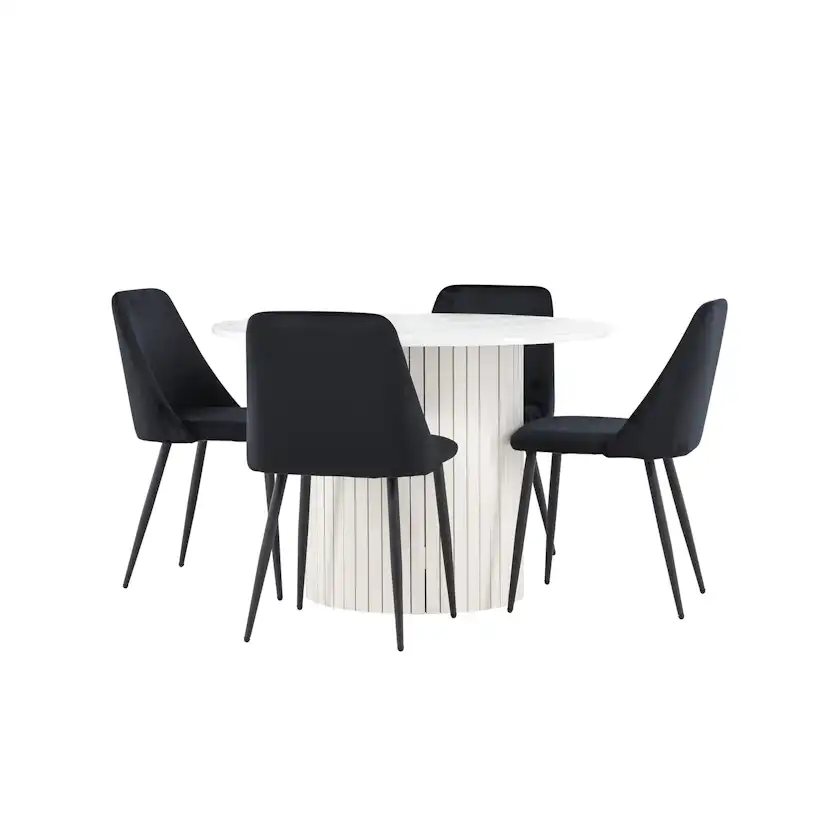 Spisegruppe Venture Home Härön Ø110 med 4 stk Night Stoler