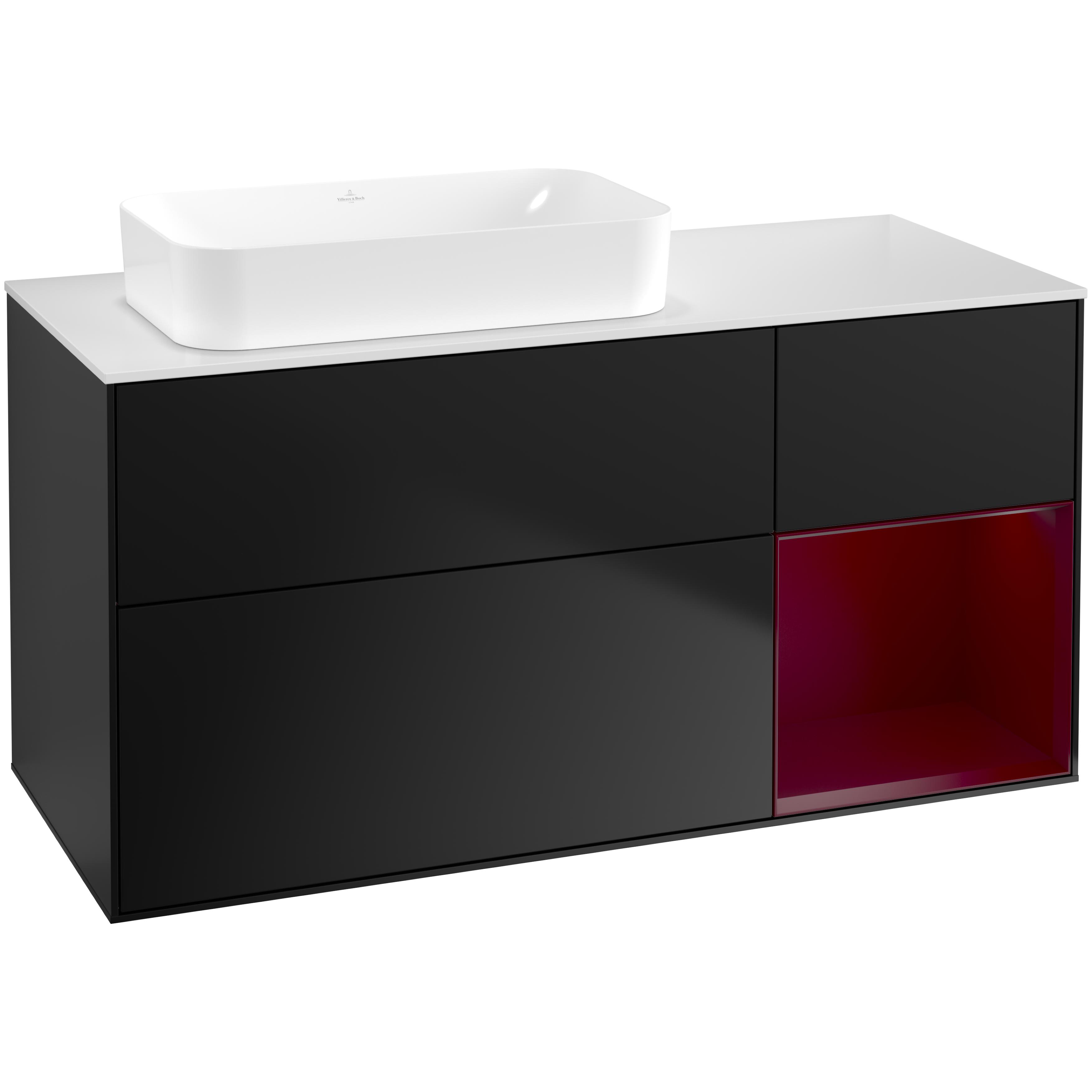 Tvättställsskåp Villeroy & Boch Finion med 3 Lådor Hylla och Bänkskiva för Ocentrerat Fristående Tvättställ
