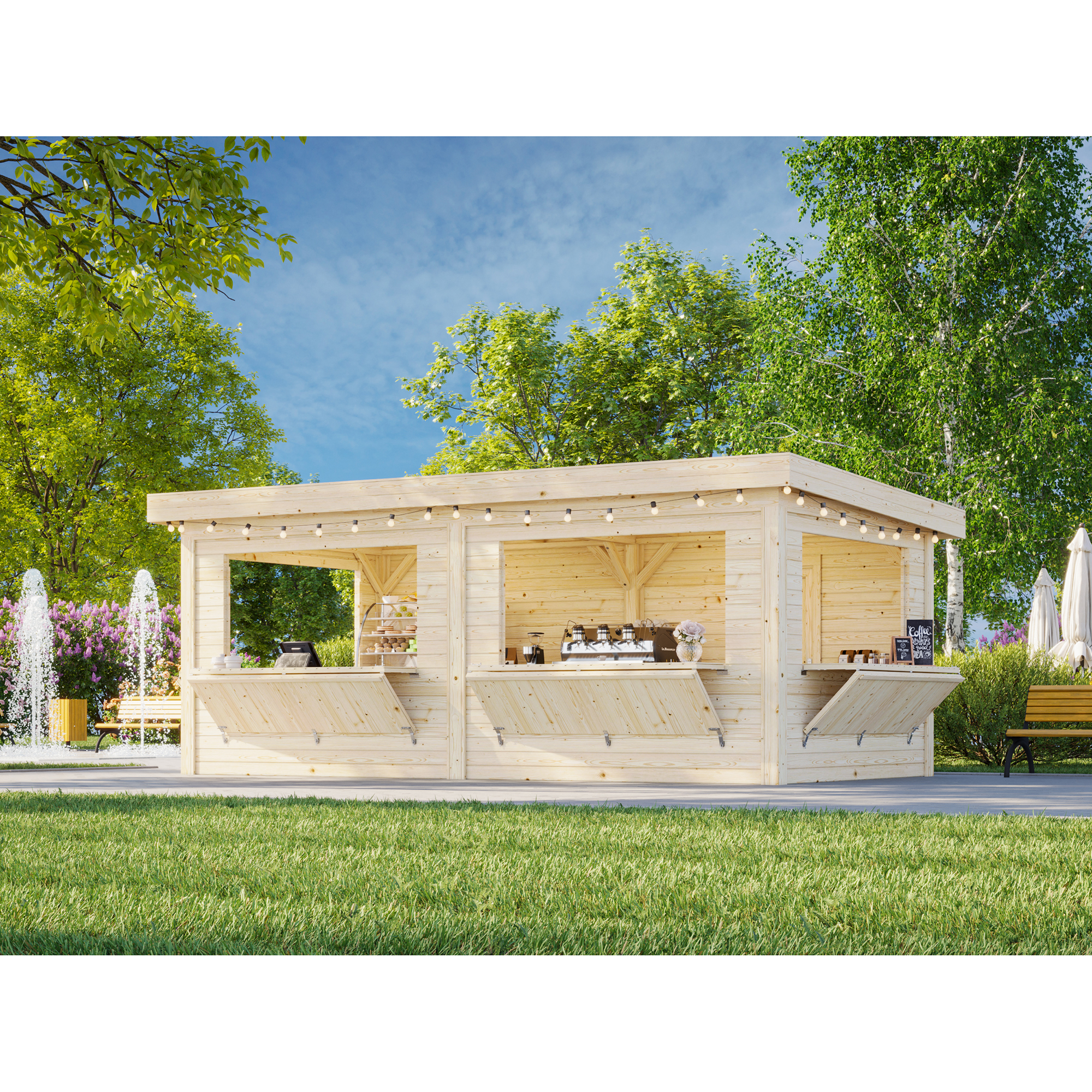Lenna kiosk 16,6 m2 Set 312 Ubehandlet Tre