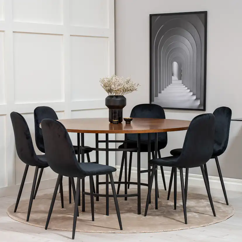 Spisegruppe furniture/fashion Copenhagen med 6 Pobbie Stoler