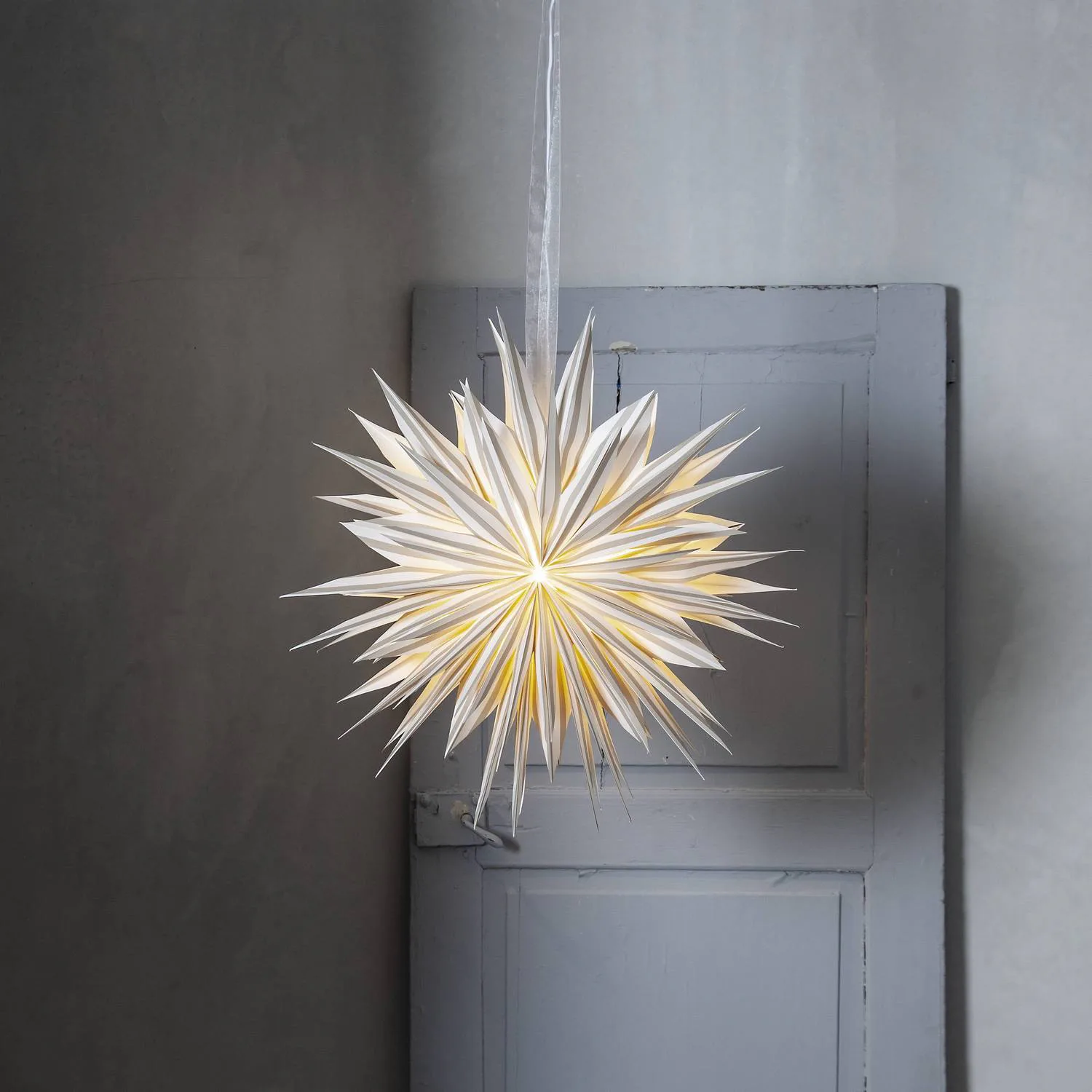 Adventstjerne Star Trading Print Papirstjerne Randig 60 cm