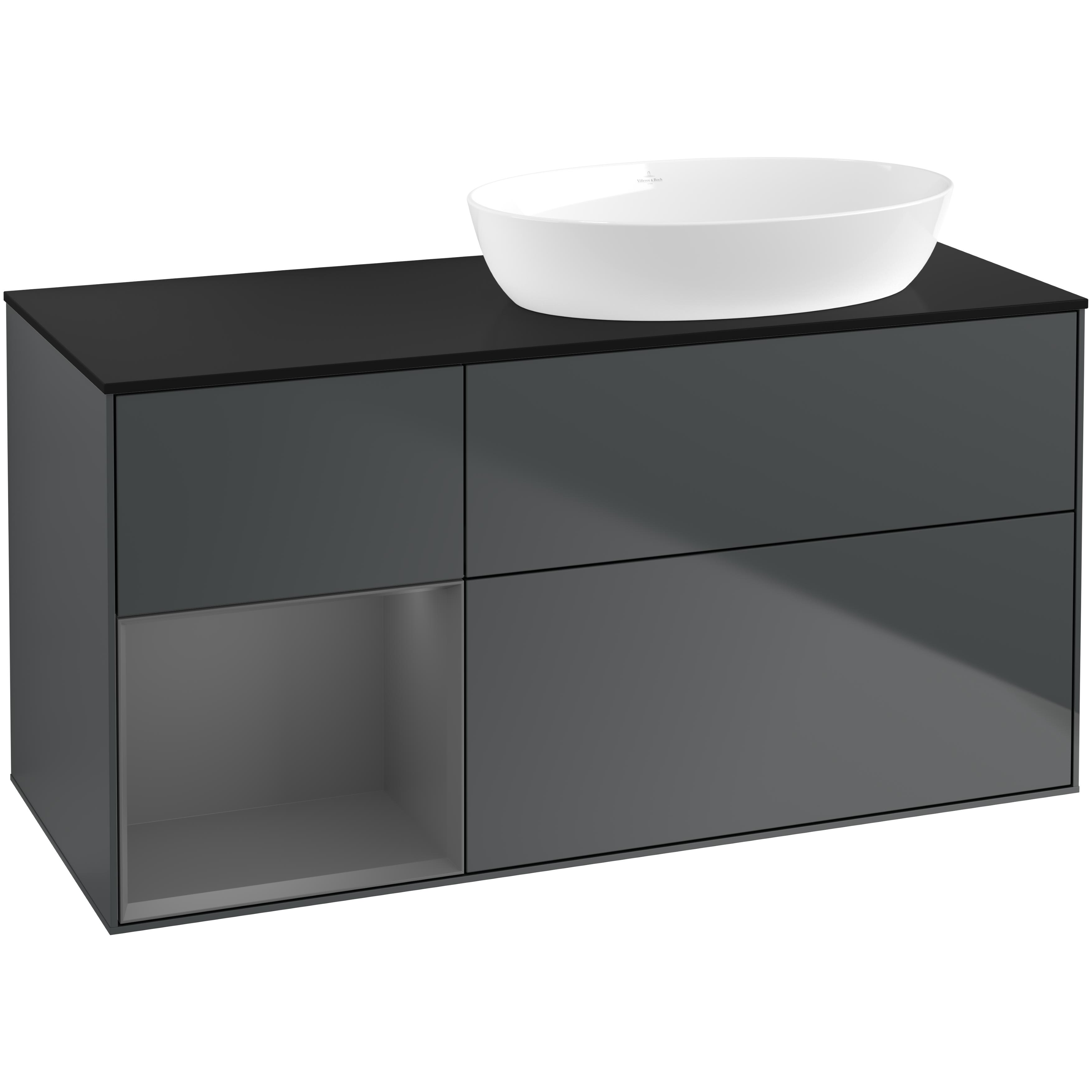 Tvättställsskåp Villeroy & Boch Finion med 3 Lådor Hylla och Bänkskiva för Ocentrerat Tvättställ från Artis & Collaro