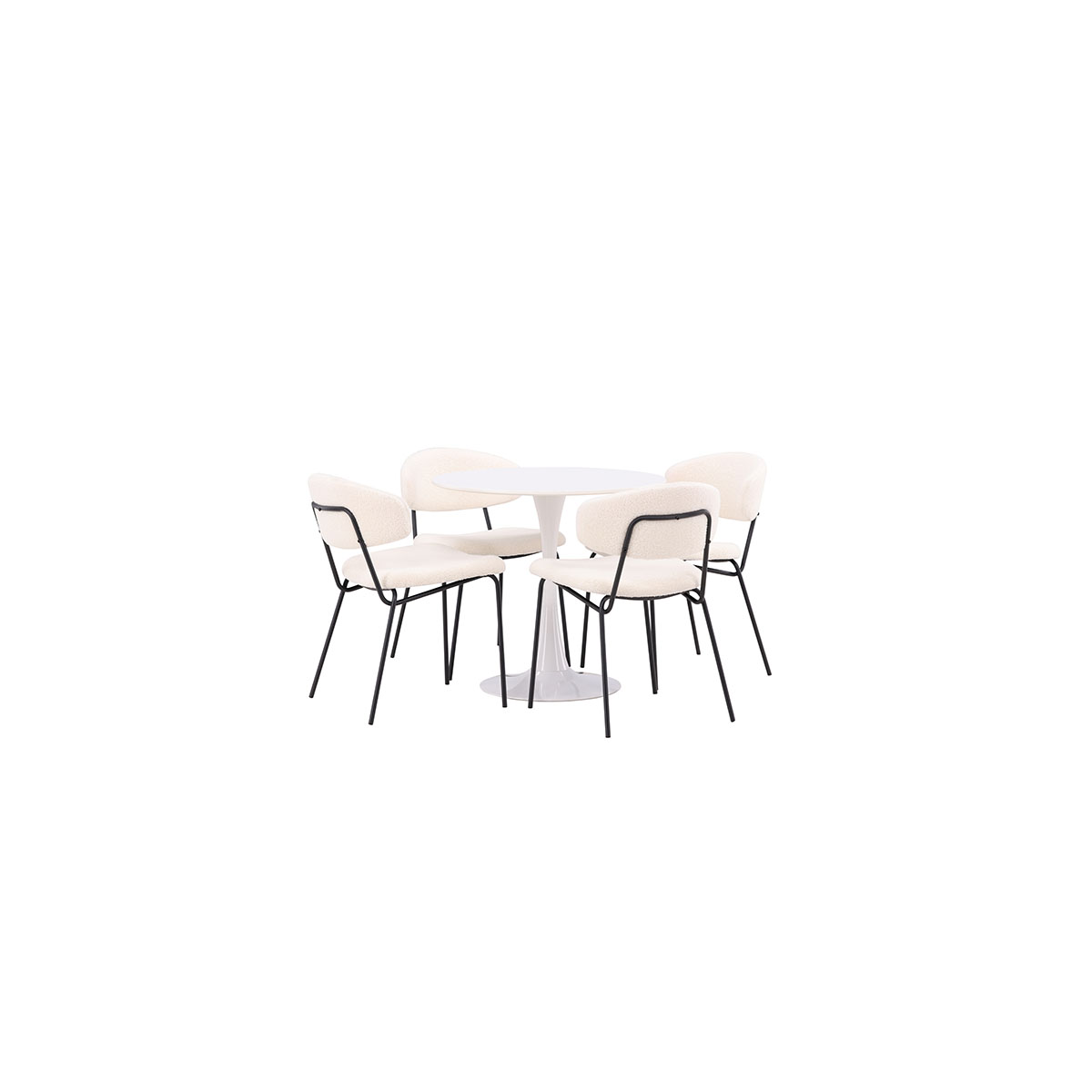 Spisegruppe Venture Home Hamden Ø80 cm med 4 Chico Stoler