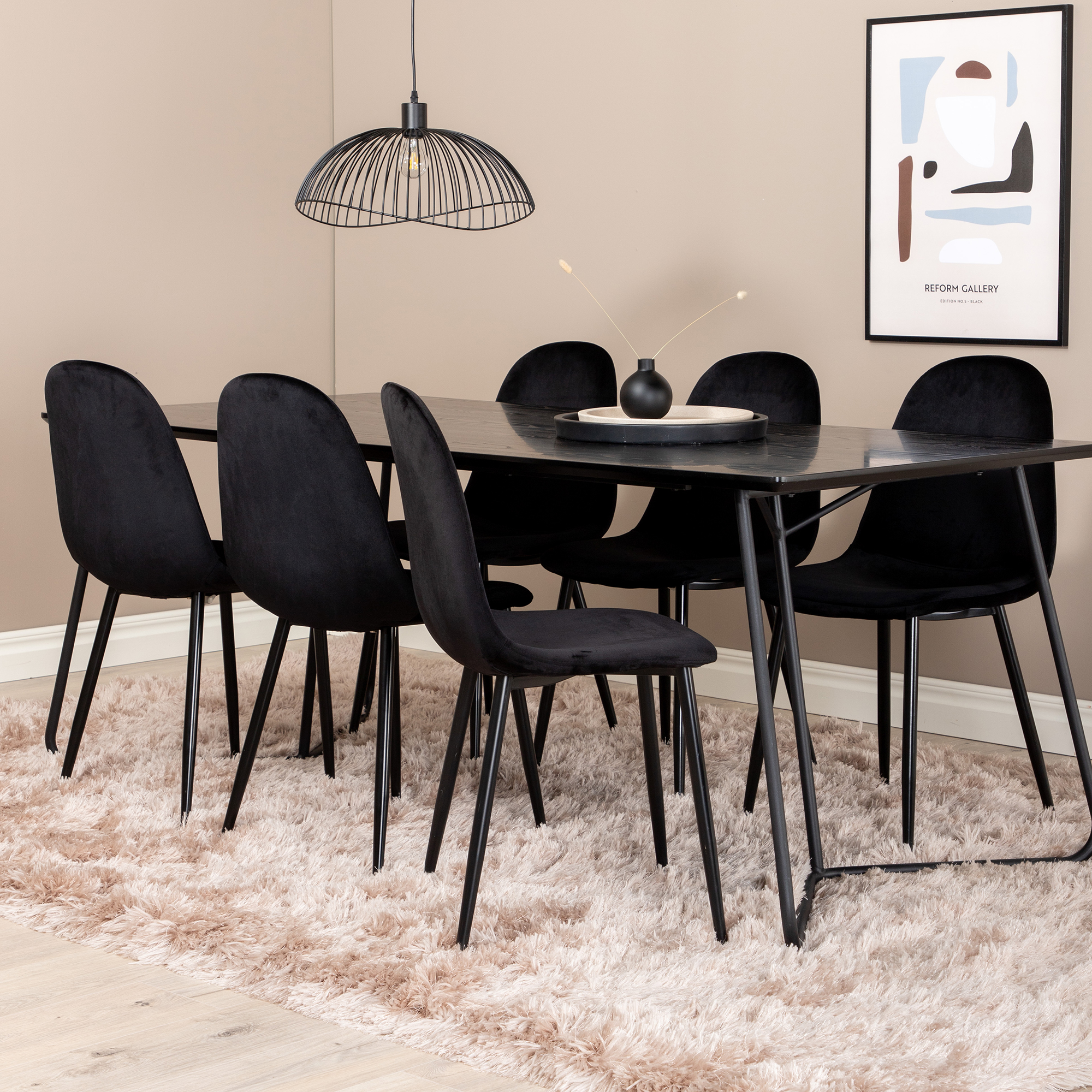 Spisegruppe Venture Home Annika med 6 Pobbie Stoler Fløyel