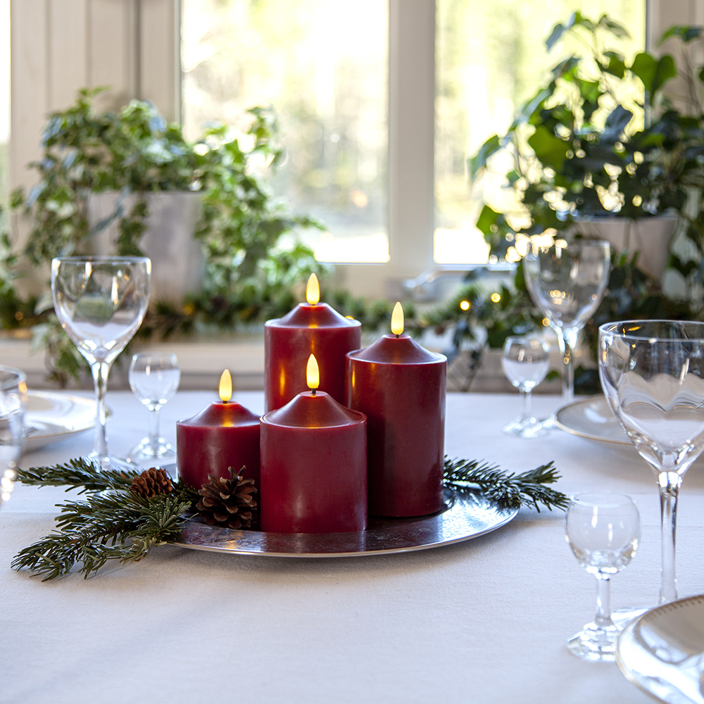 LED-Kubbelys Star Trading Flamme Rød