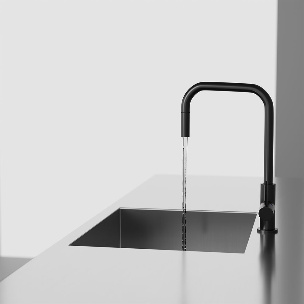Kjøkkenbatteri Scandtap Steel Accent Square med Uttrekkbar Tut