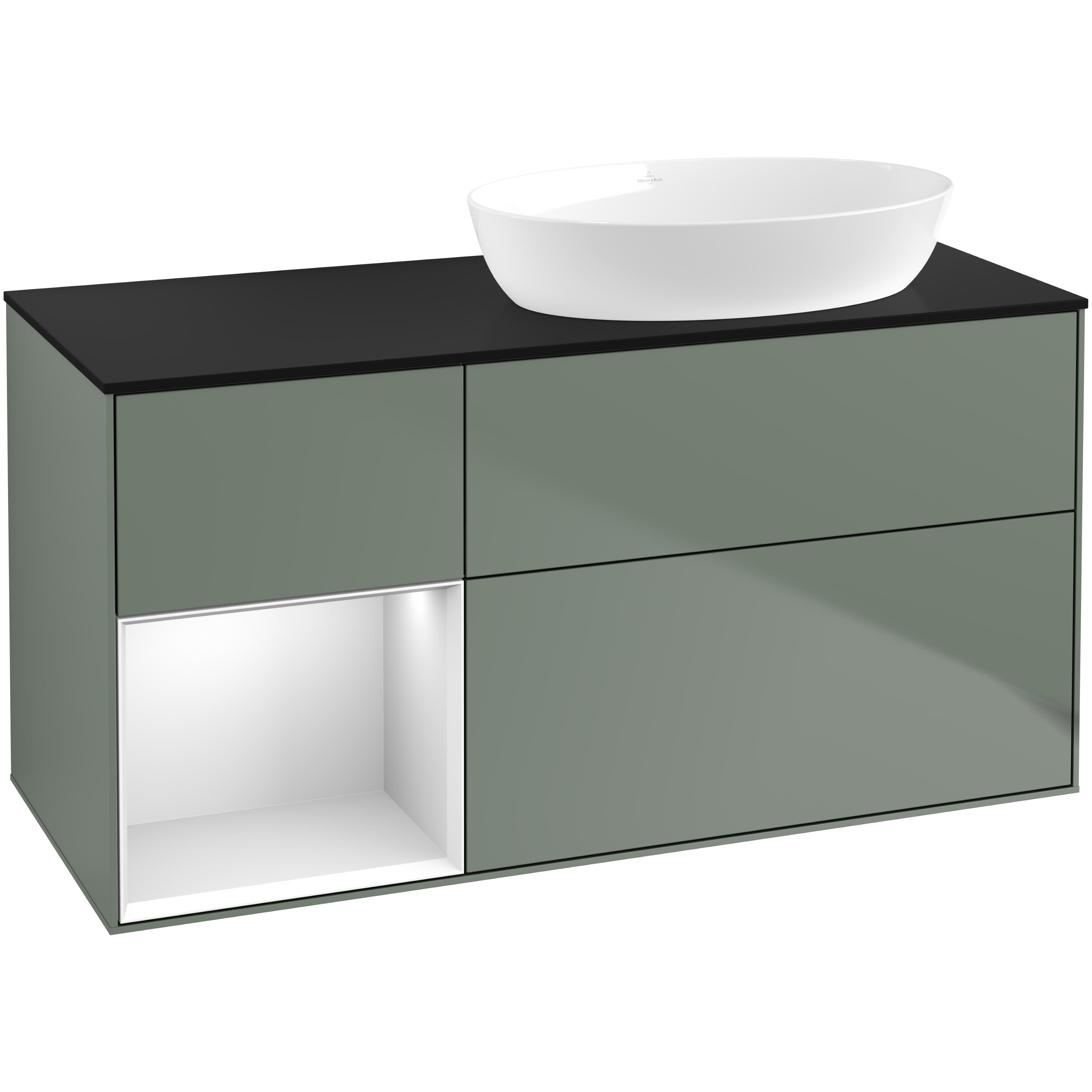 Tvättställsskåp Villeroy & Boch Finion med 3 Lådor Hylla och Bänkskiva för Ocentrerat Tvättställ från Artis & Collaro