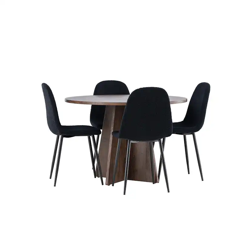 Spisegruppe Venture Home Bootcut Ø110 med 4 stk Polar Stoler Teddy