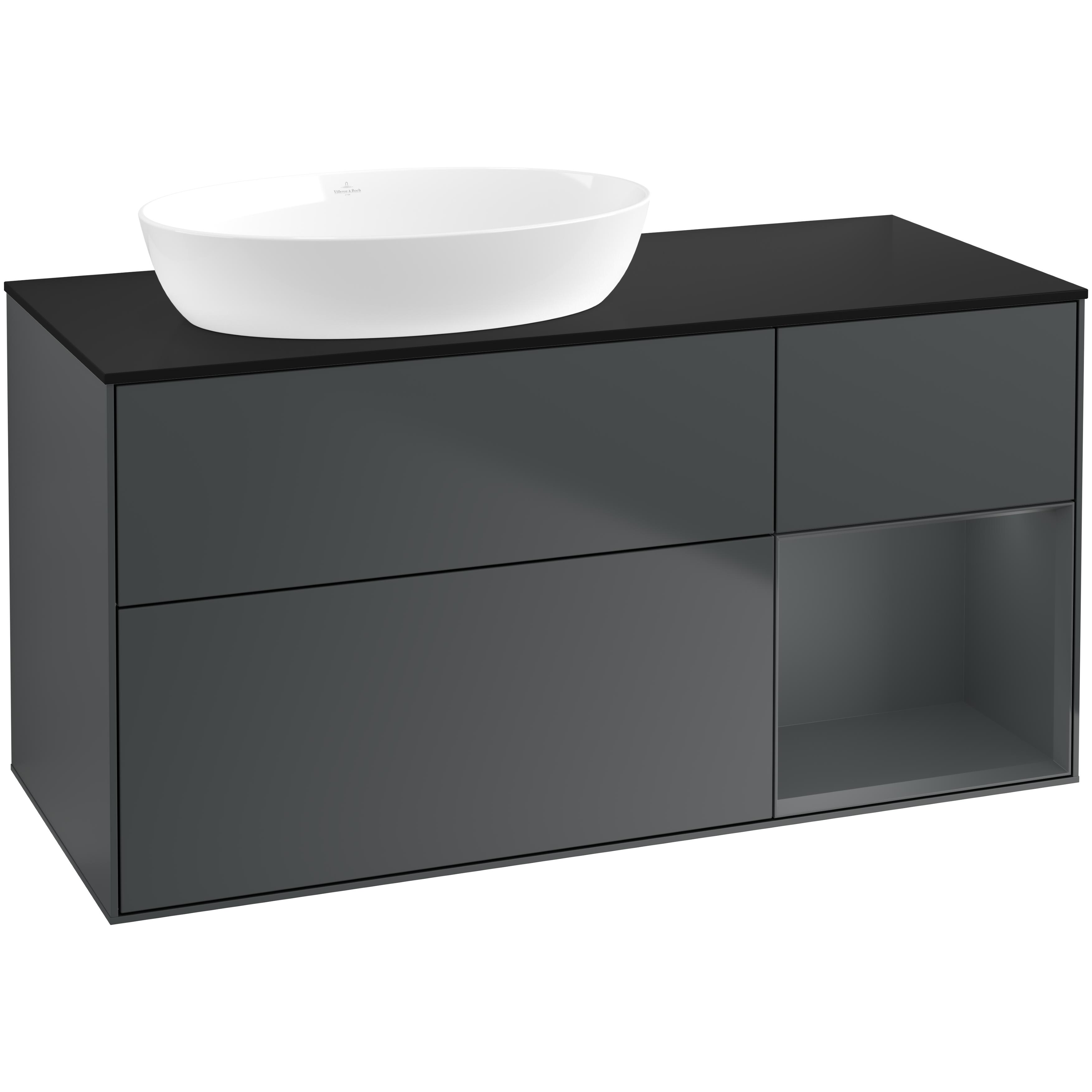 Tvättställsskåp Villeroy & Boch Finion med 3 Lådor Hylla och Bänkskiva för Ocentrerat Tvättställ från Artis & Collaro