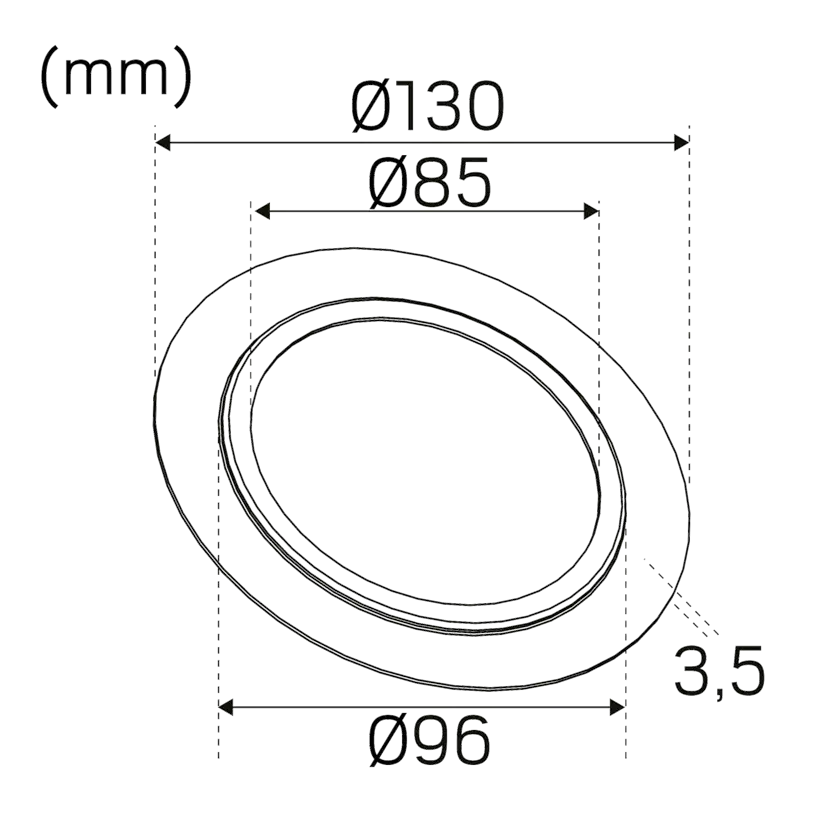 Dekkring Hide-a-lite 130 Ø85 Sort