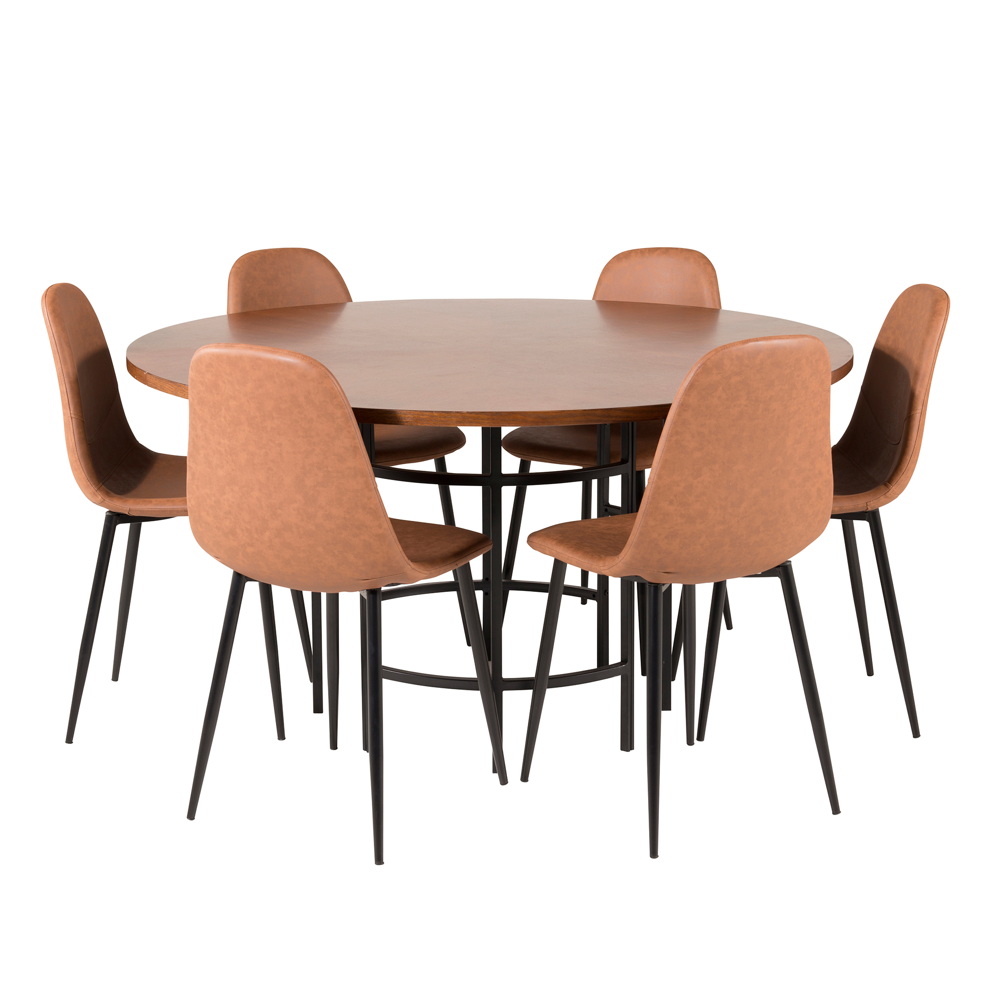 Spisegruppe furniture/fashion Copenhagen med 6 Pobbie Kunstlær Stoler