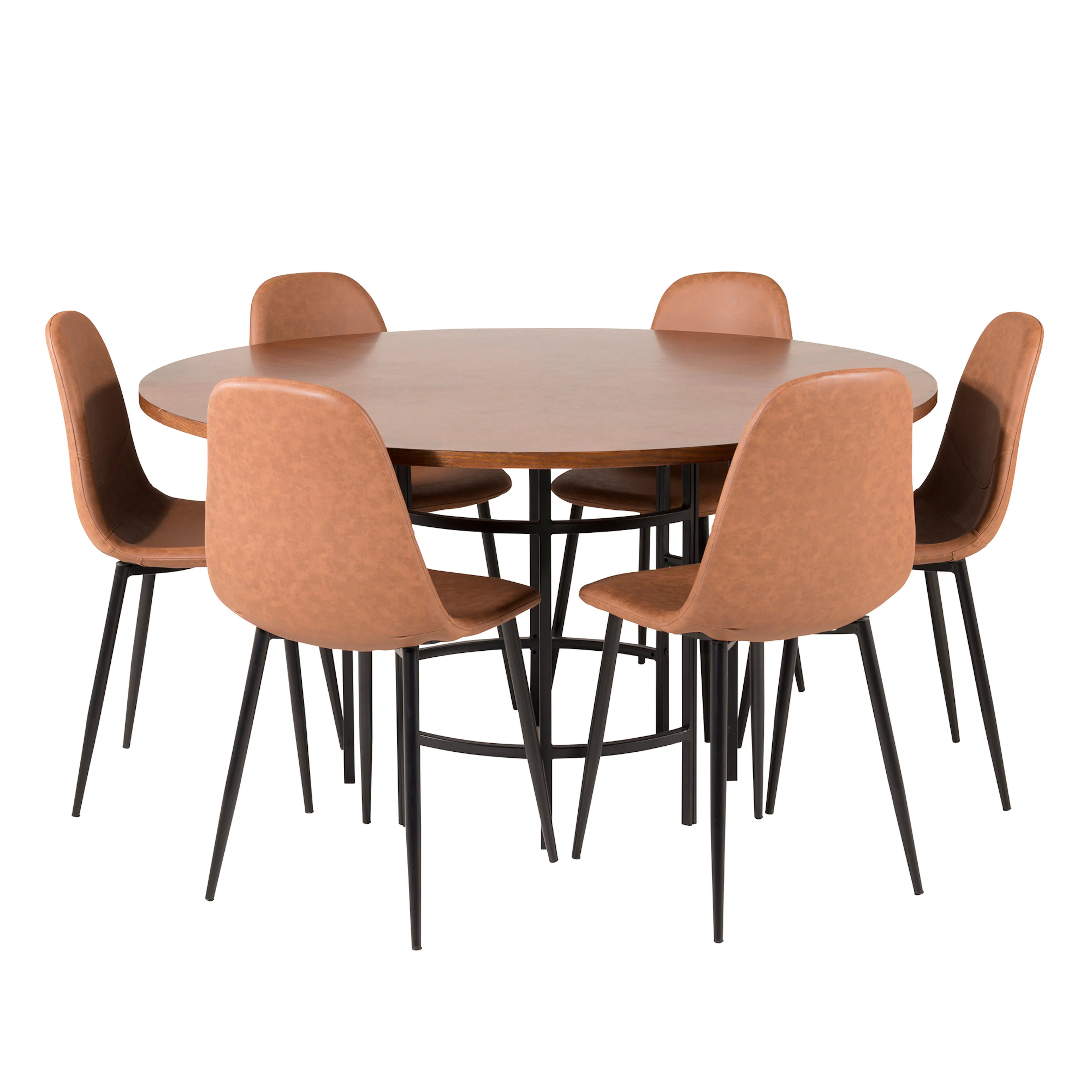 Spisegruppe furniture/fashion Copenhagen med 6 Pobbie Kunstlær Stoler