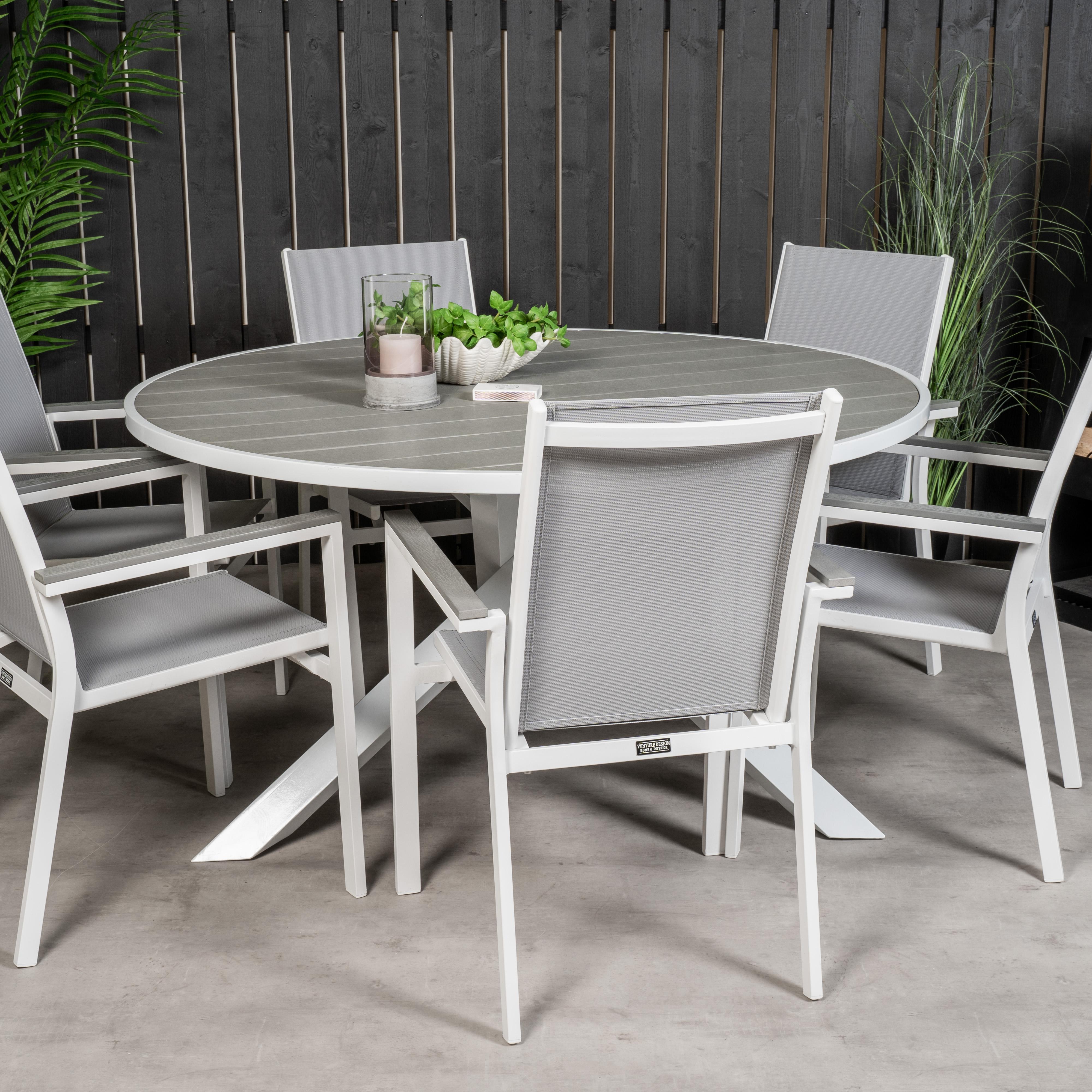 Spisegruppe Venture Home Pincy Ø140 med 6 Pincy Stoler