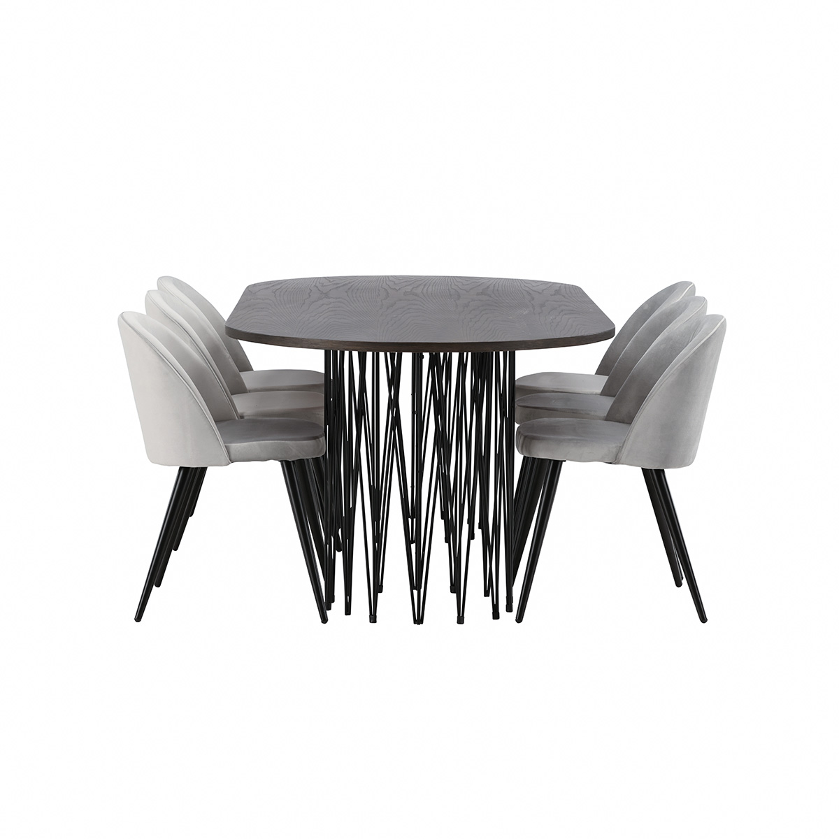 Spisegruppe furniture/fashion Stone med 6 Velvet Stoler