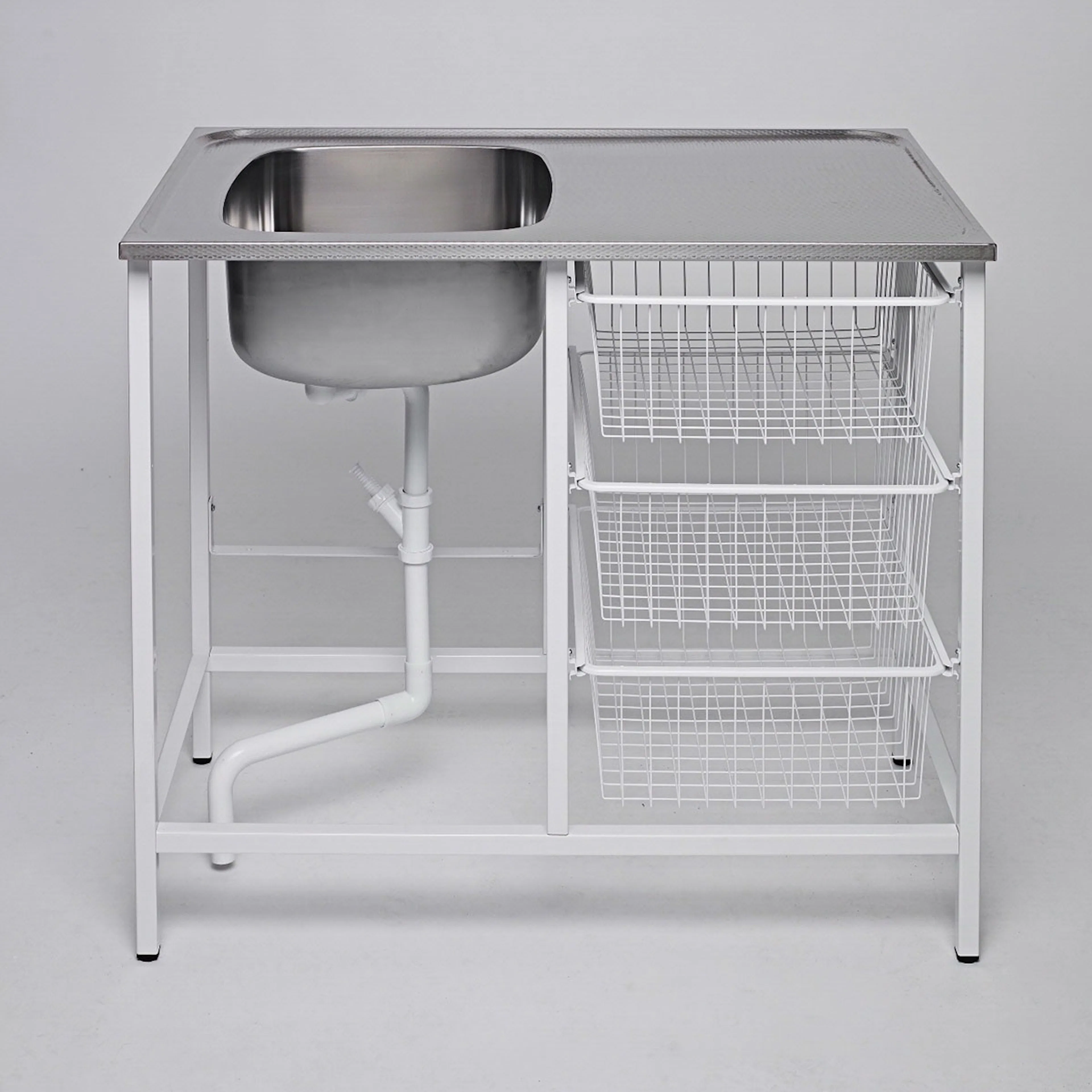 Tvättbänk Contura Steel CABM 10R Vit Vändbar Färdigmonterad